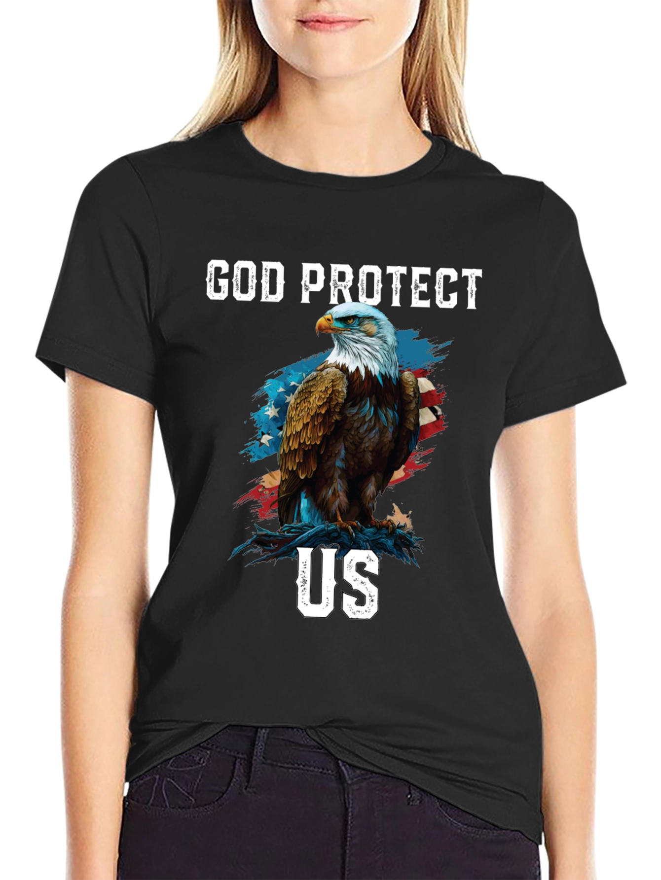 God Protect Us Eagle Graphic T-Shirt