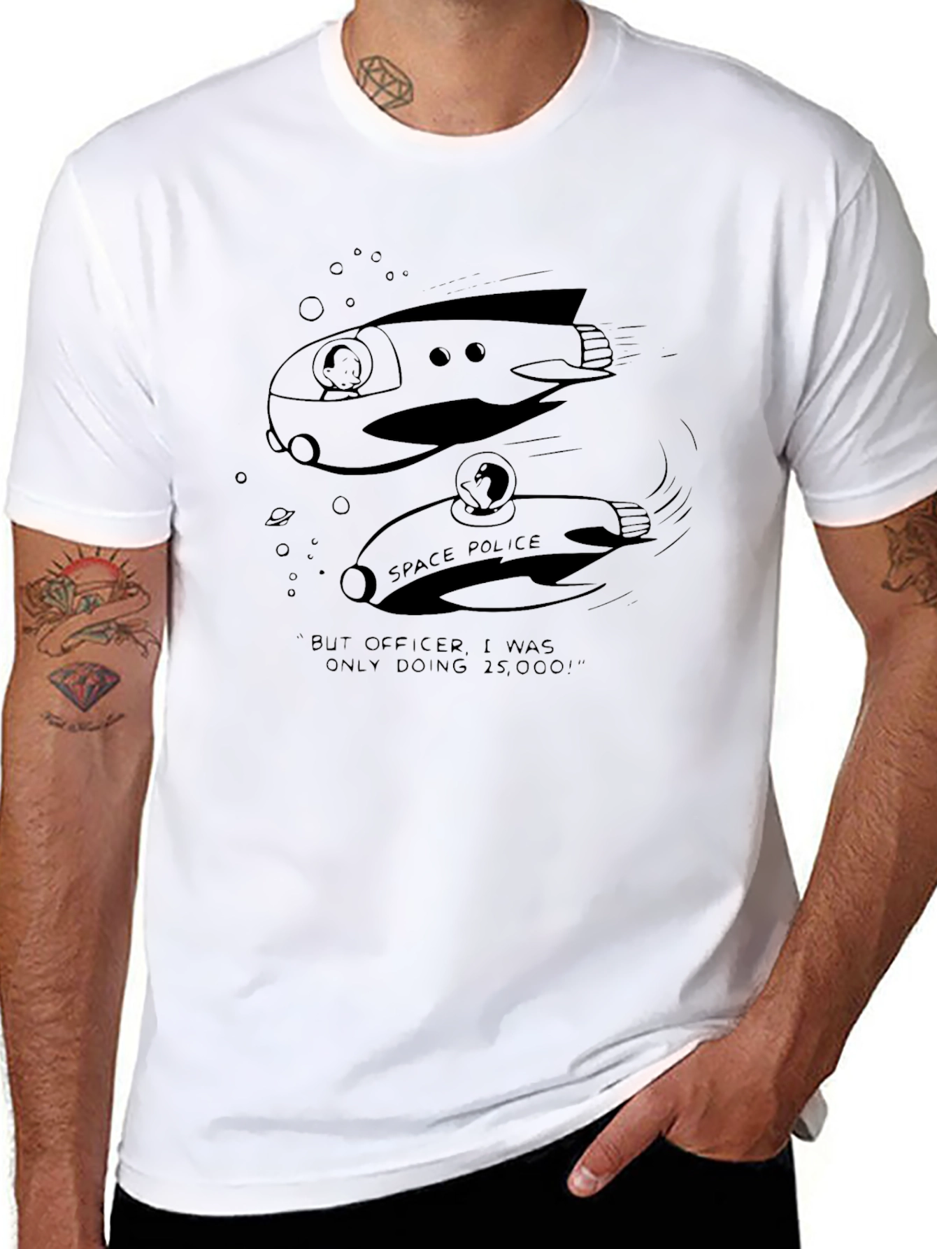 Space Police Cartoon Graphic Tee
