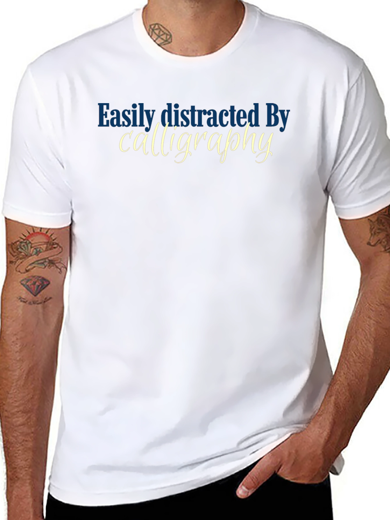 Easily Distracted By Calligraphy T-Shirt - Black