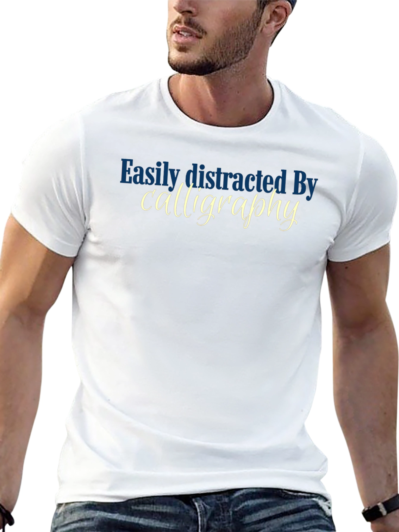 Easily Distracted By Calligraphy T-Shirt - Black