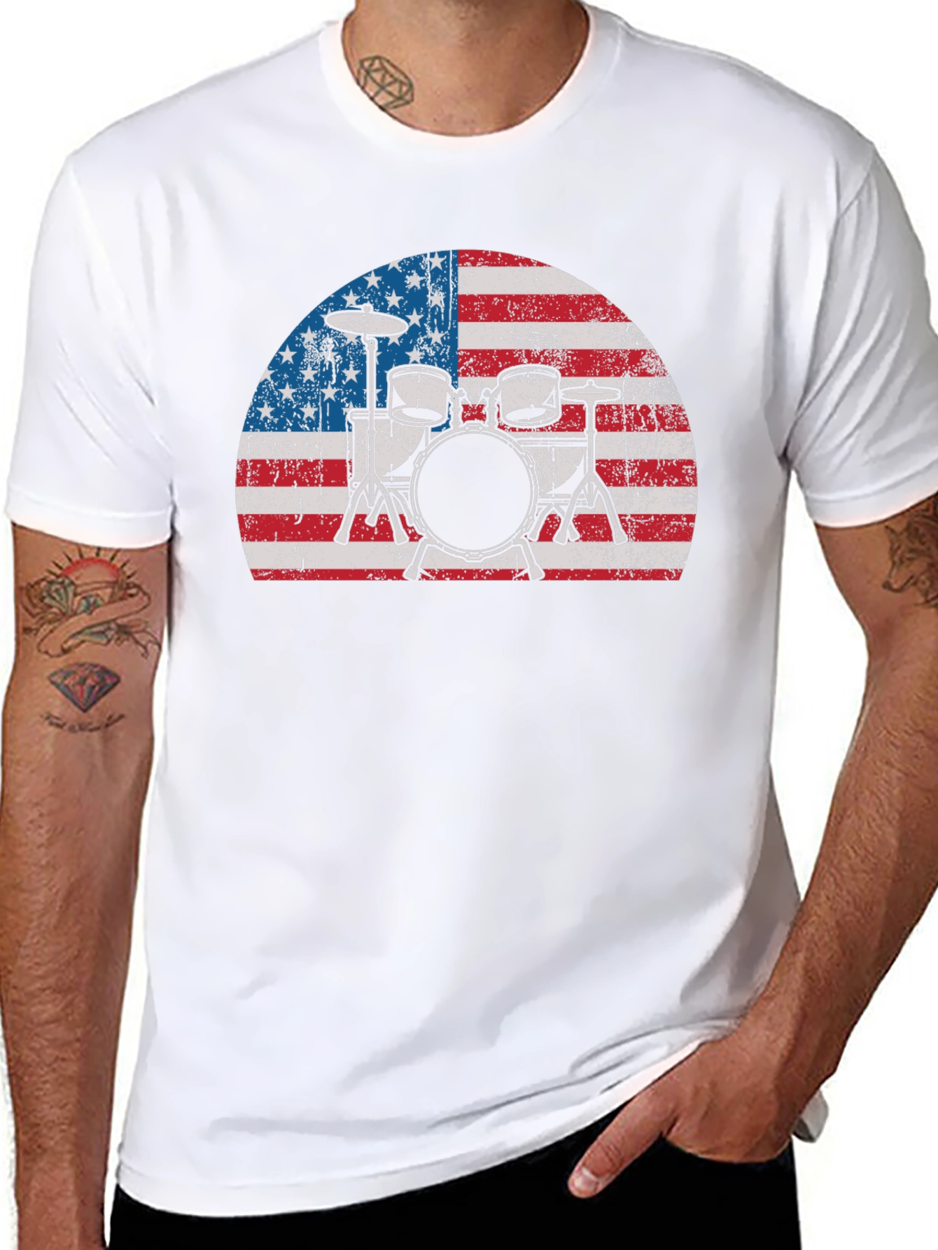 American Flag Drum Set T-Shirt
