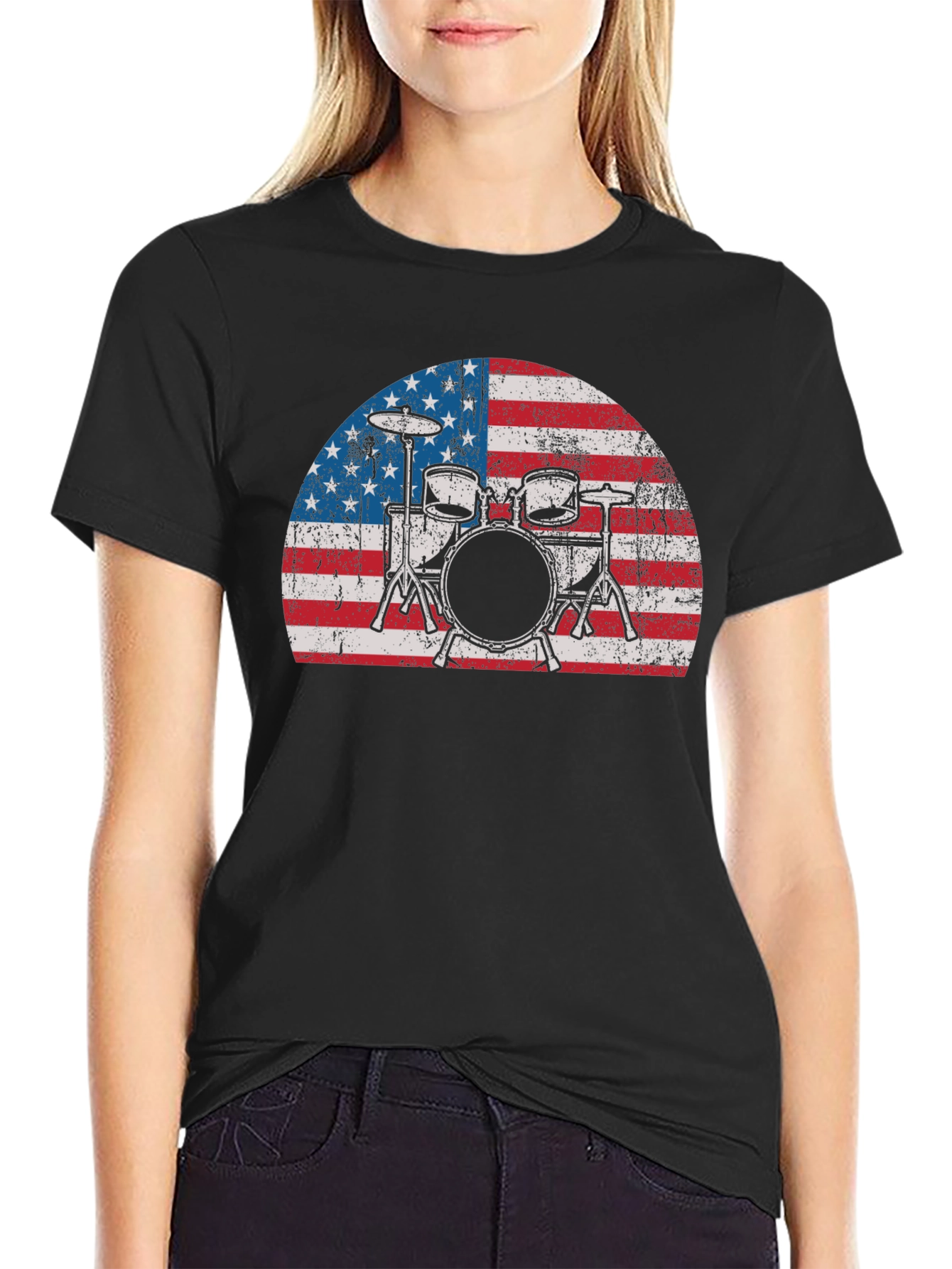 American Flag Drum Set T-Shirt