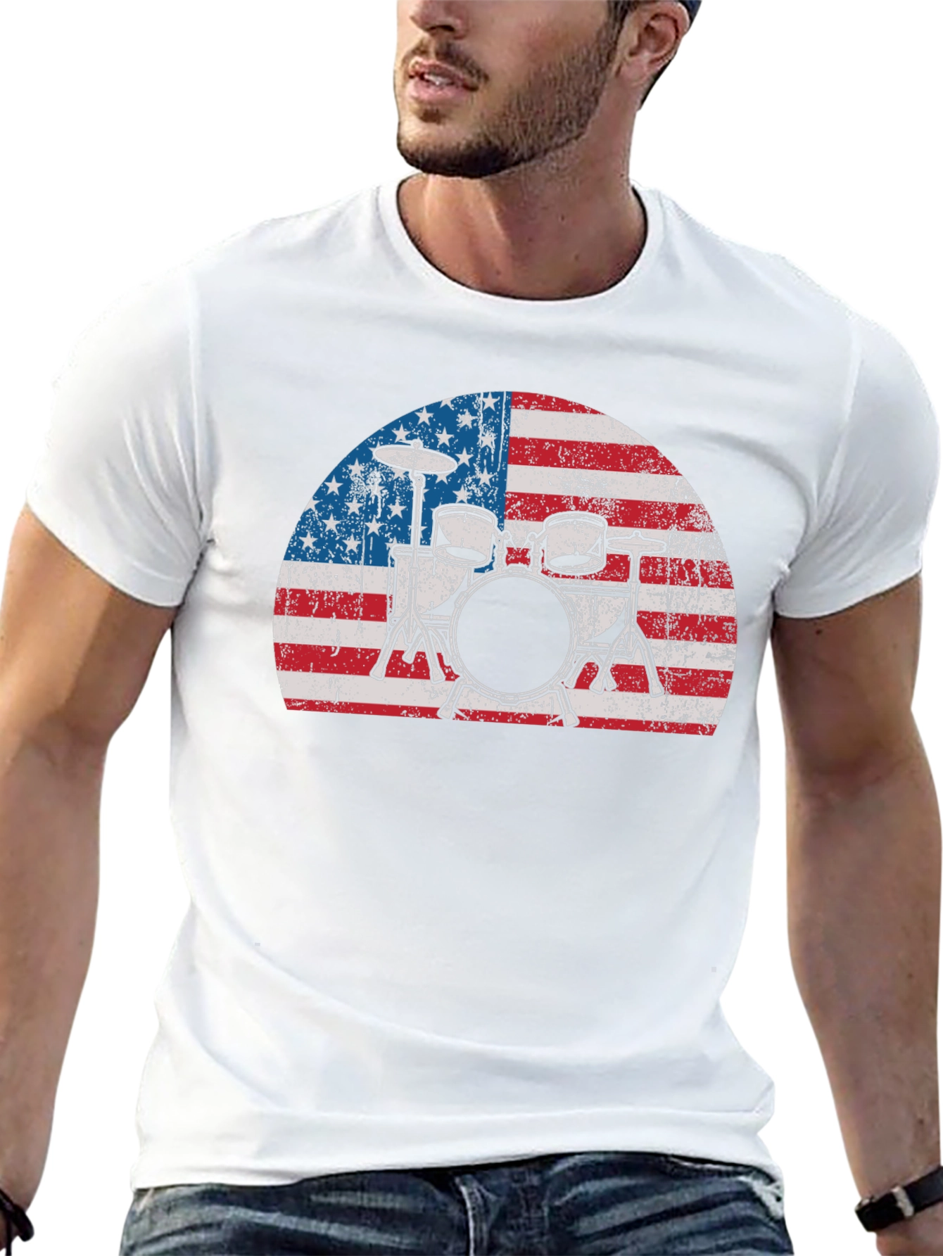 American Flag Drum Set T-Shirt