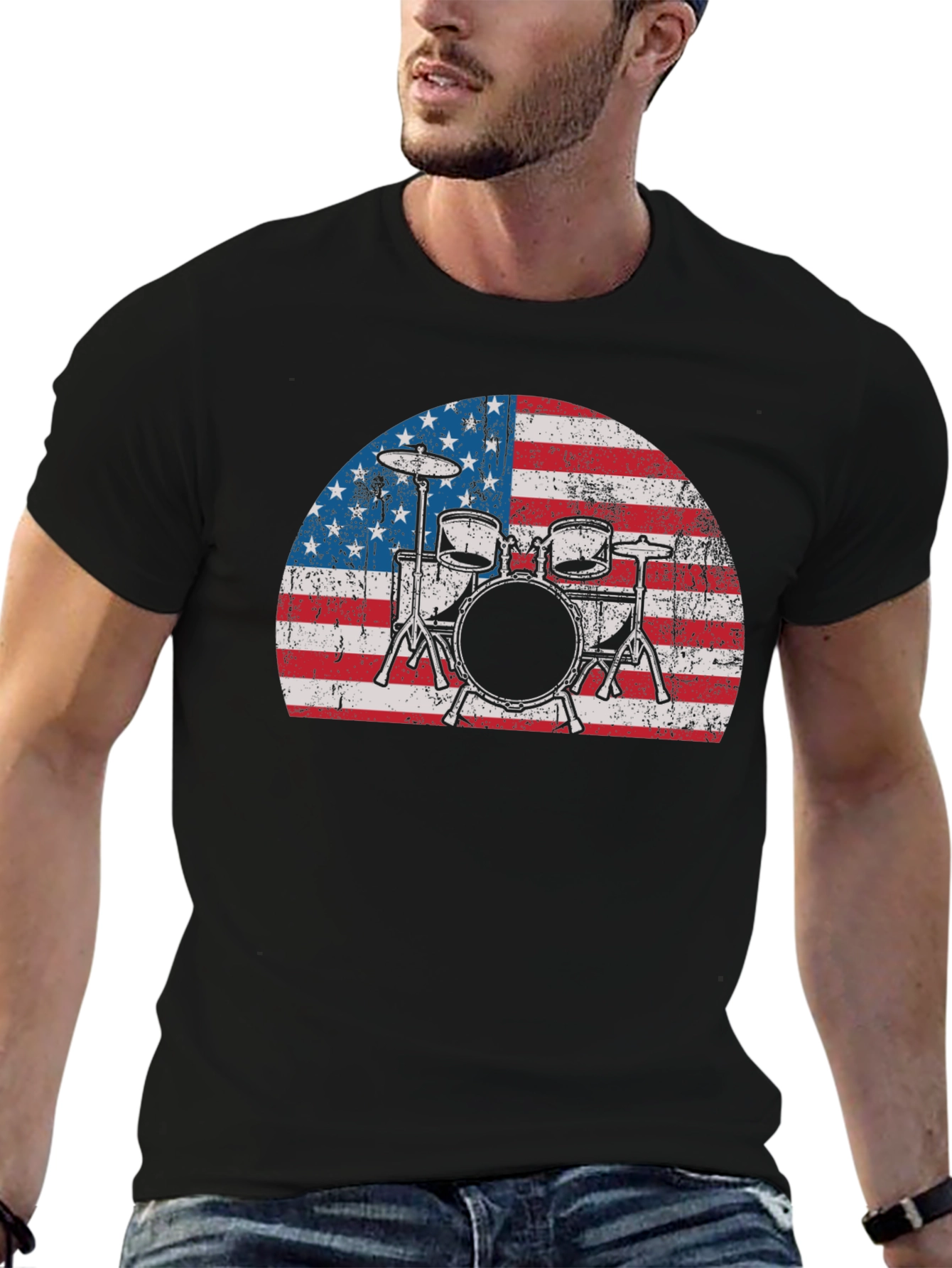 American Flag Drum Set T-Shirt