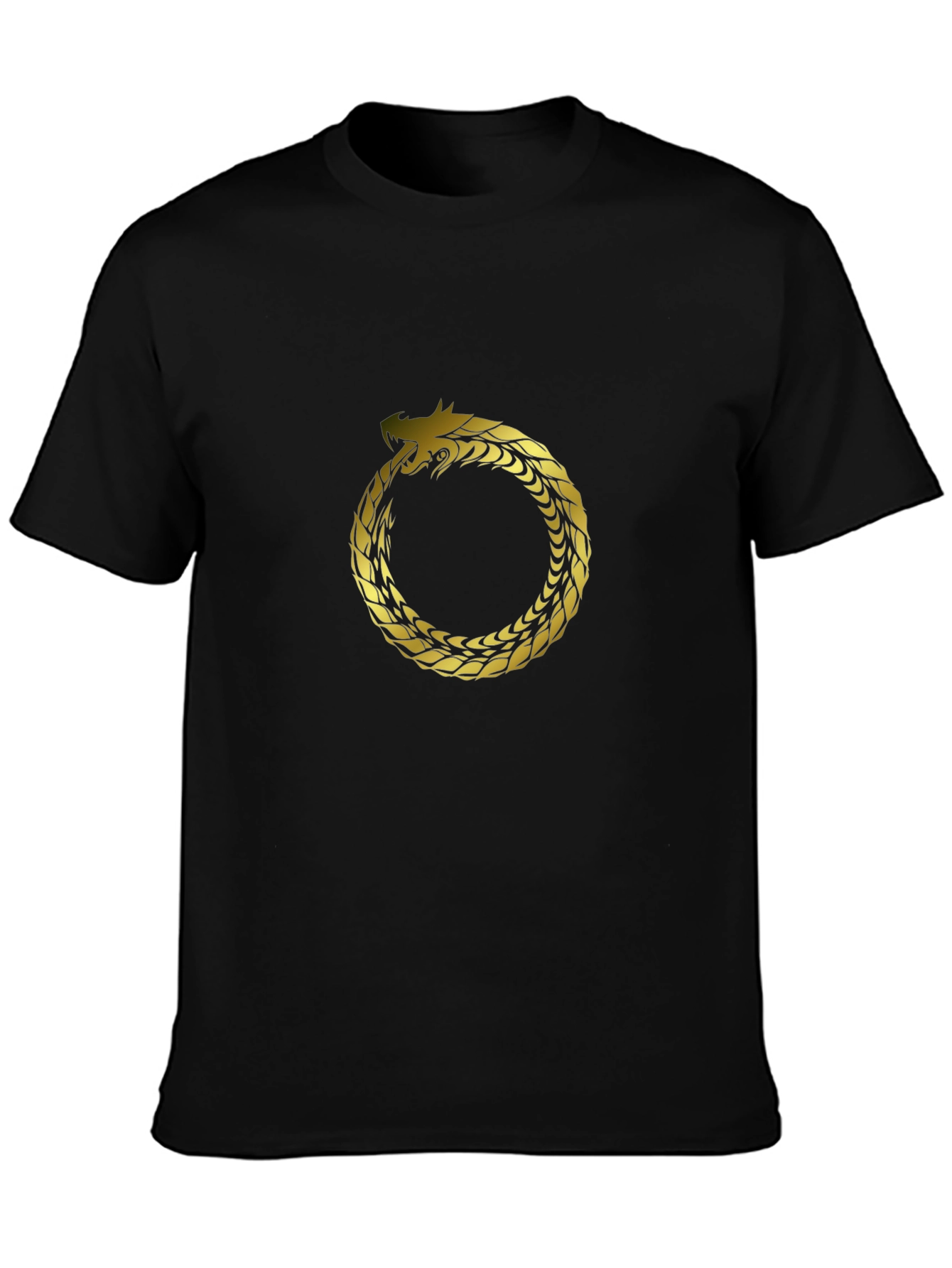 Ouroboros Dragon Tee - Gold Serpent Circle Design