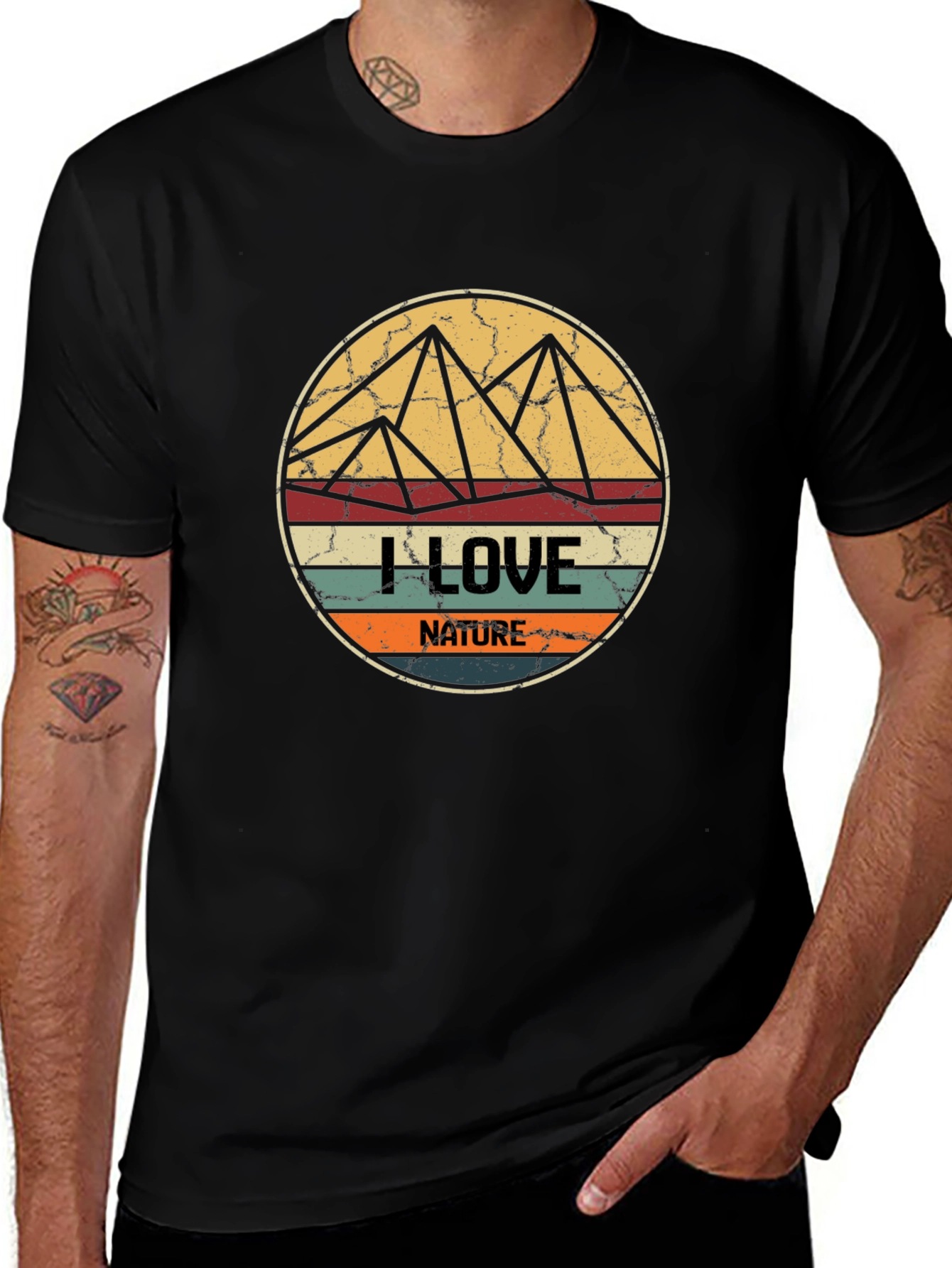 I Love Nature Tee - Retro Mountain Design