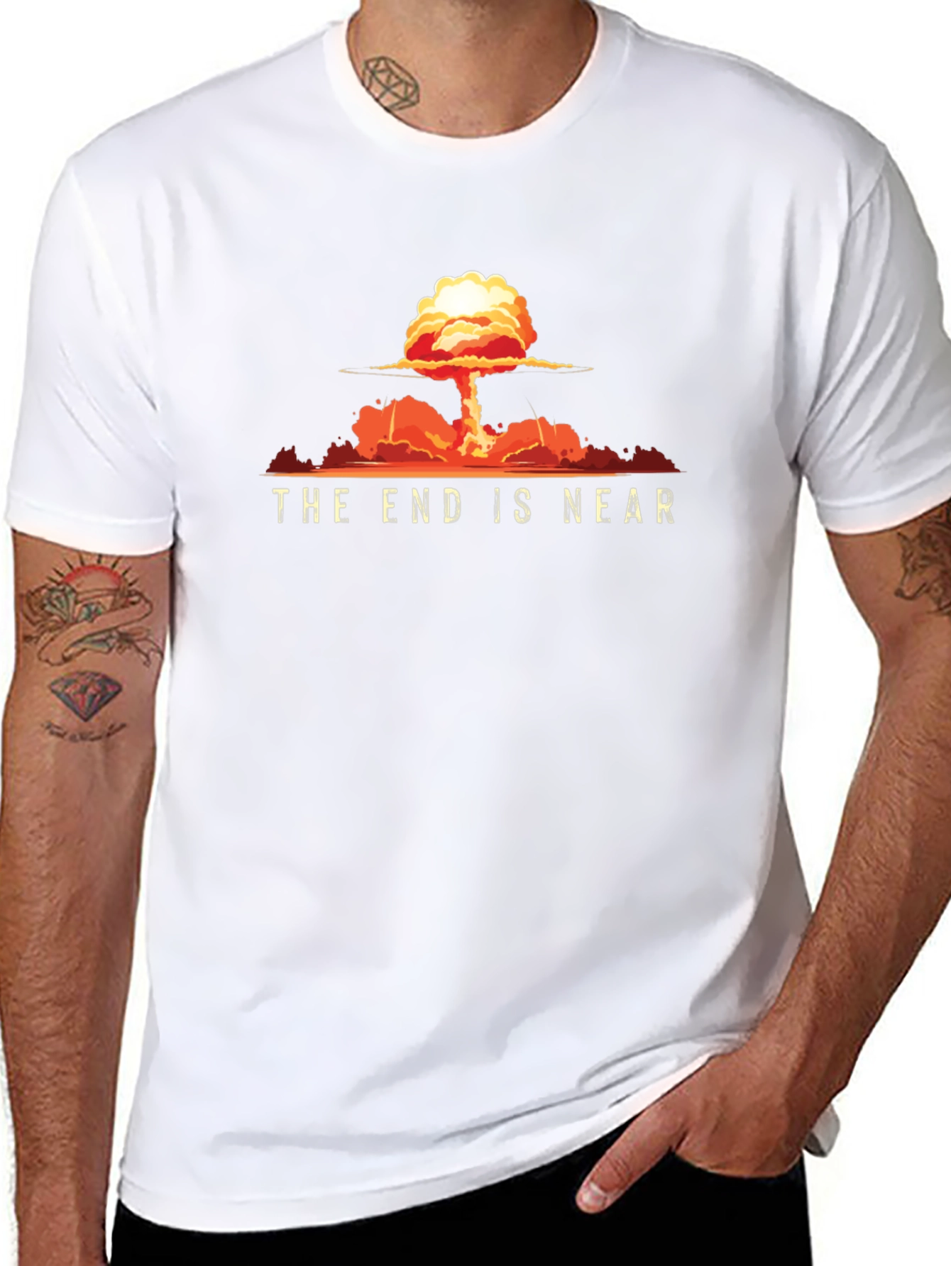 The End Is Near Graphic Print Black T-Shirt