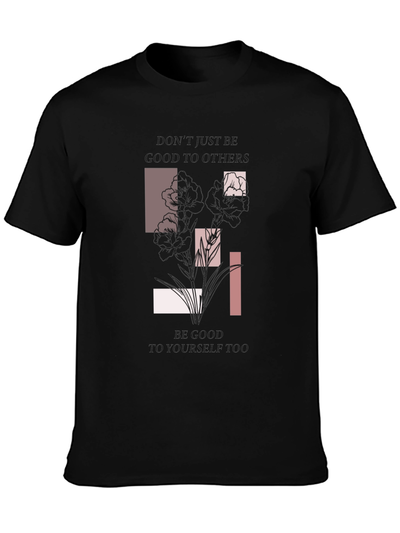 Abstract Floral Graphic Print Black T-Shirt