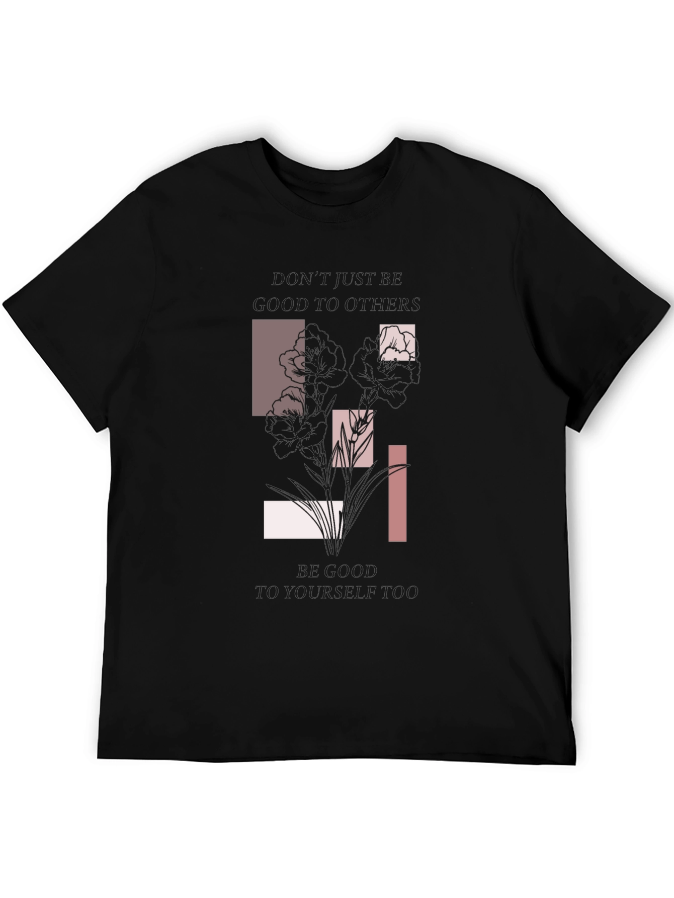 Abstract Floral Graphic Print Black T-Shirt