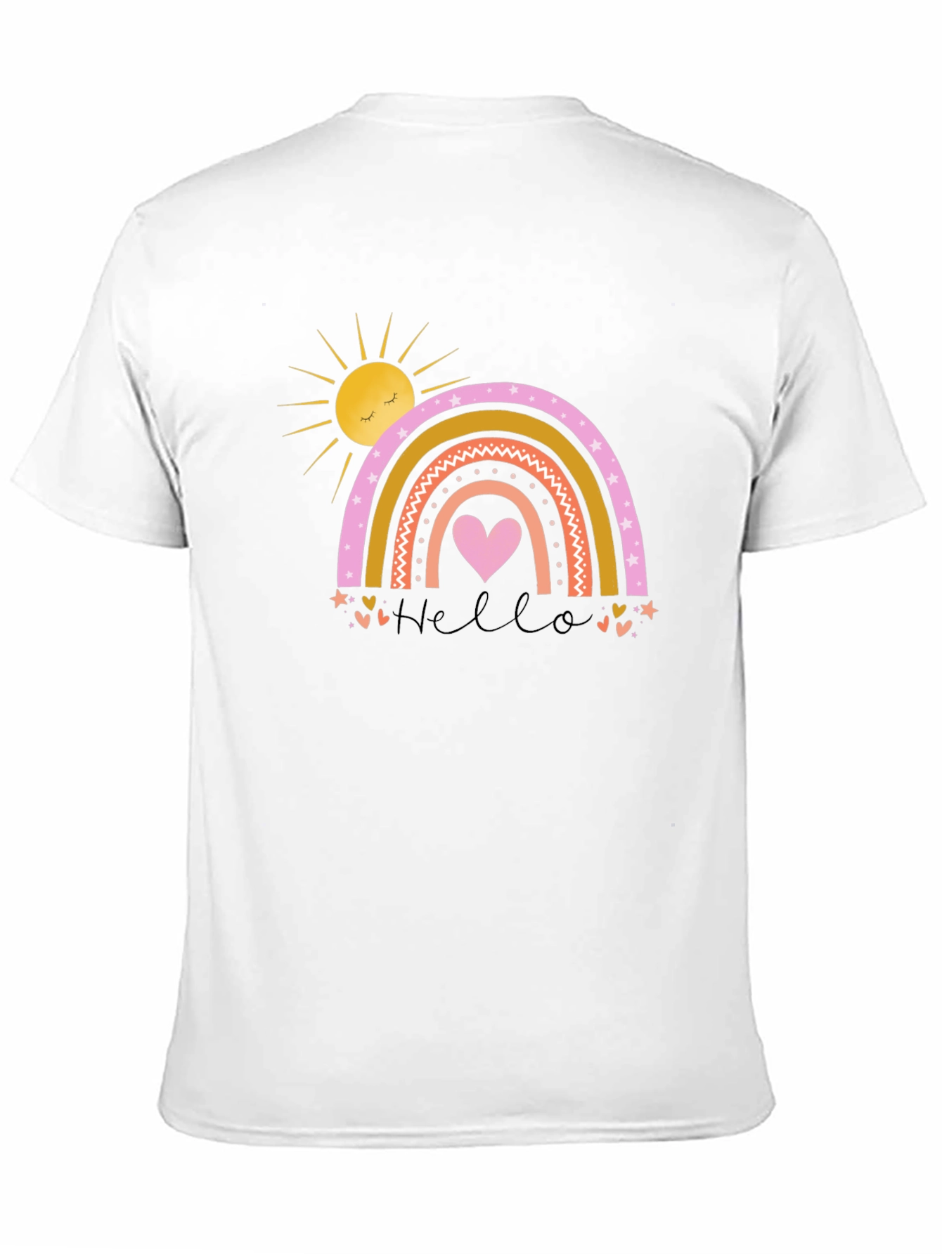 Cute Rainbow Heart Graphic Black T-Shirt