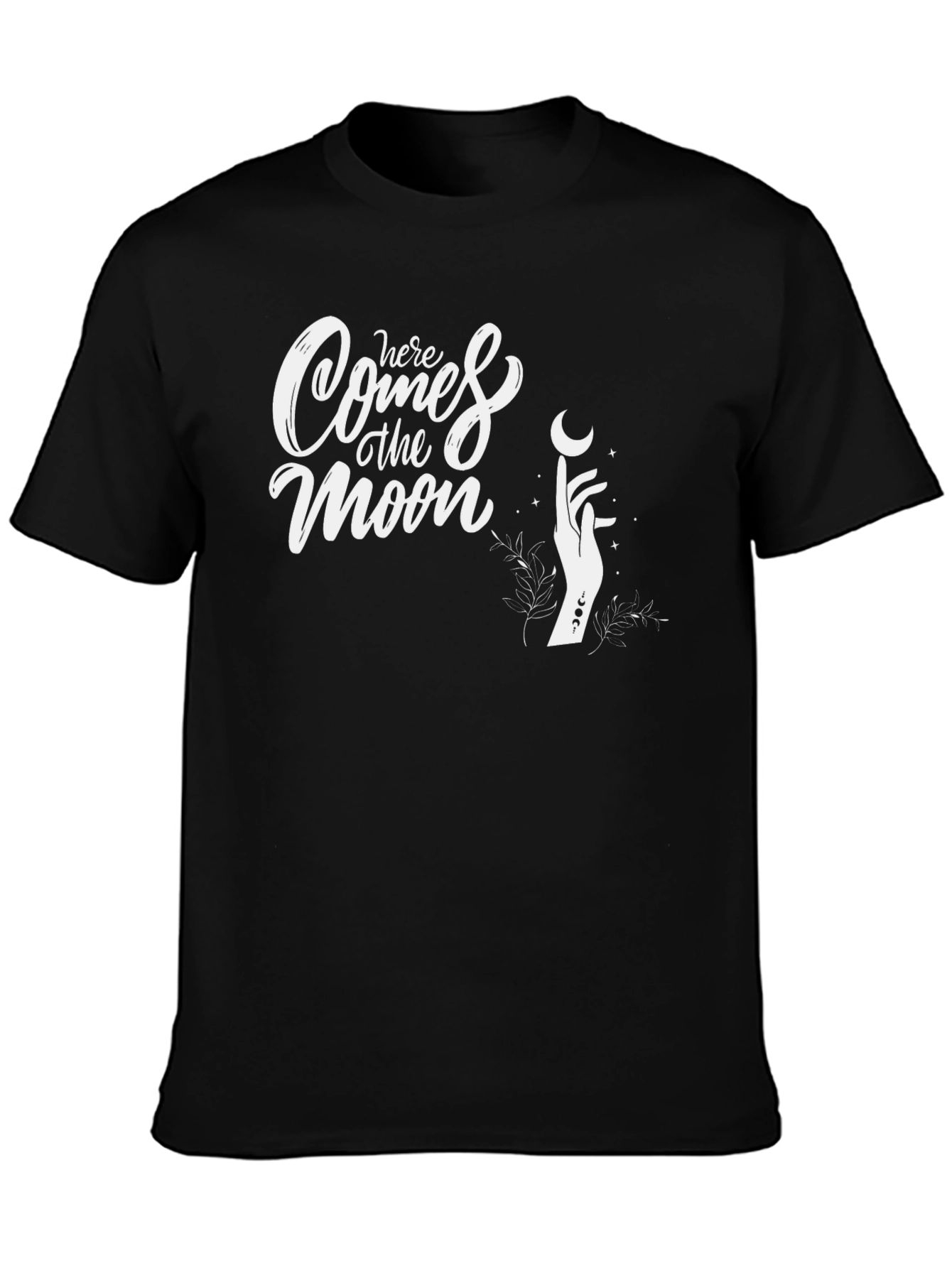 Here Comes the Moon Black Graphic T-Shirt