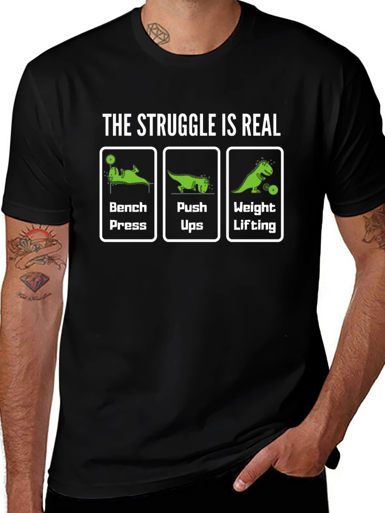 The Struggle Is Real Gym Dino T-Shirt