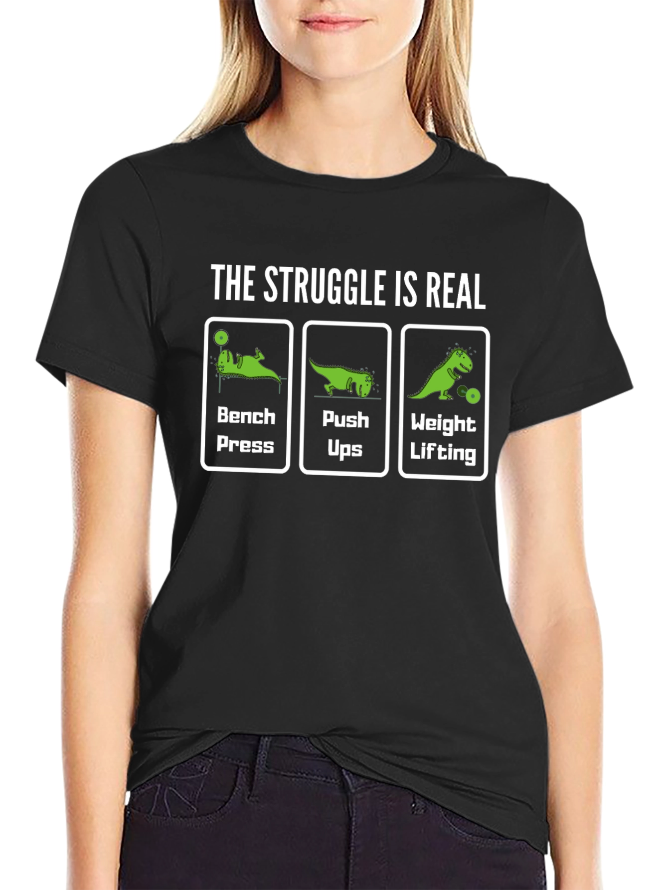 The Struggle Is Real Gym Dino T-Shirt