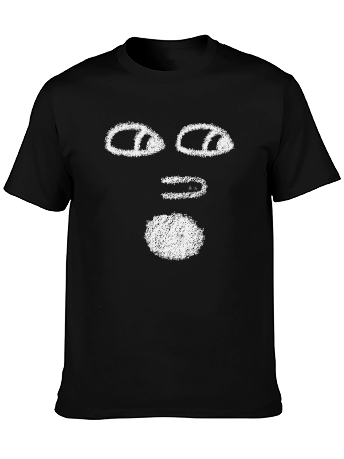 Abstract Face Graphic Tee - Black Cotton T-Shirt
