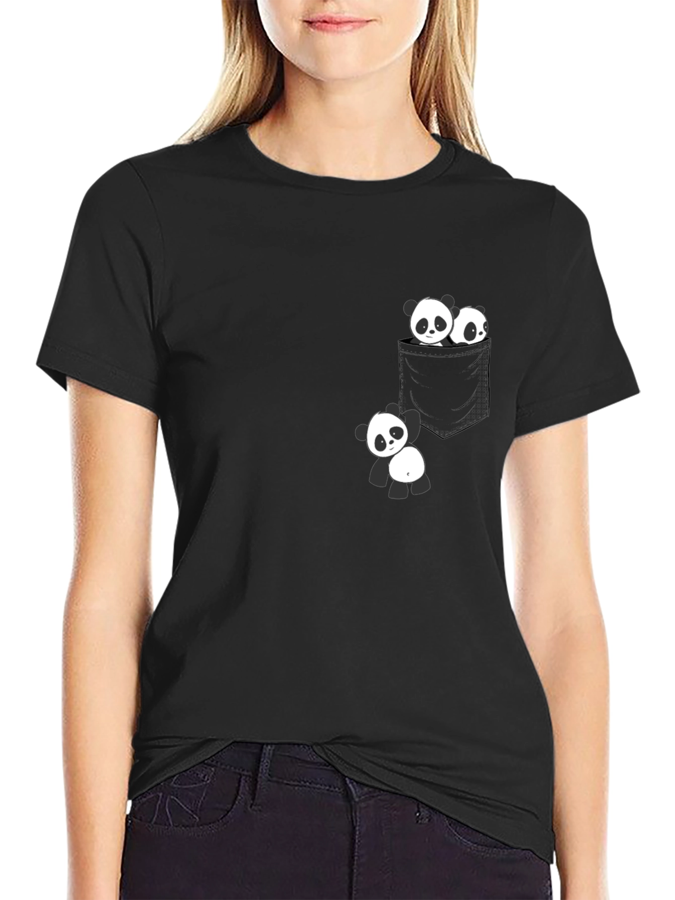 Panda Pocket Tee - Cute Graphic T-Shirt