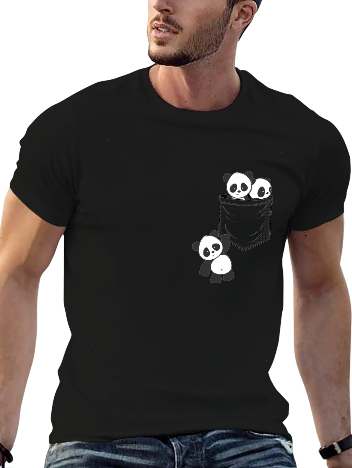 Panda Pocket Tee - Cute Graphic T-Shirt