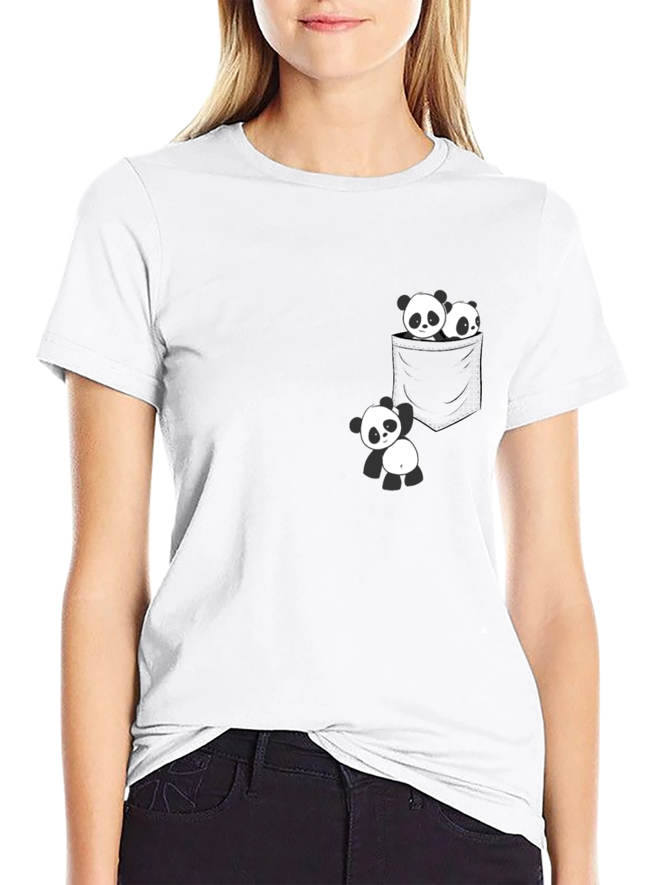 Panda Pocket Tee - Cute Graphic T-Shirt
