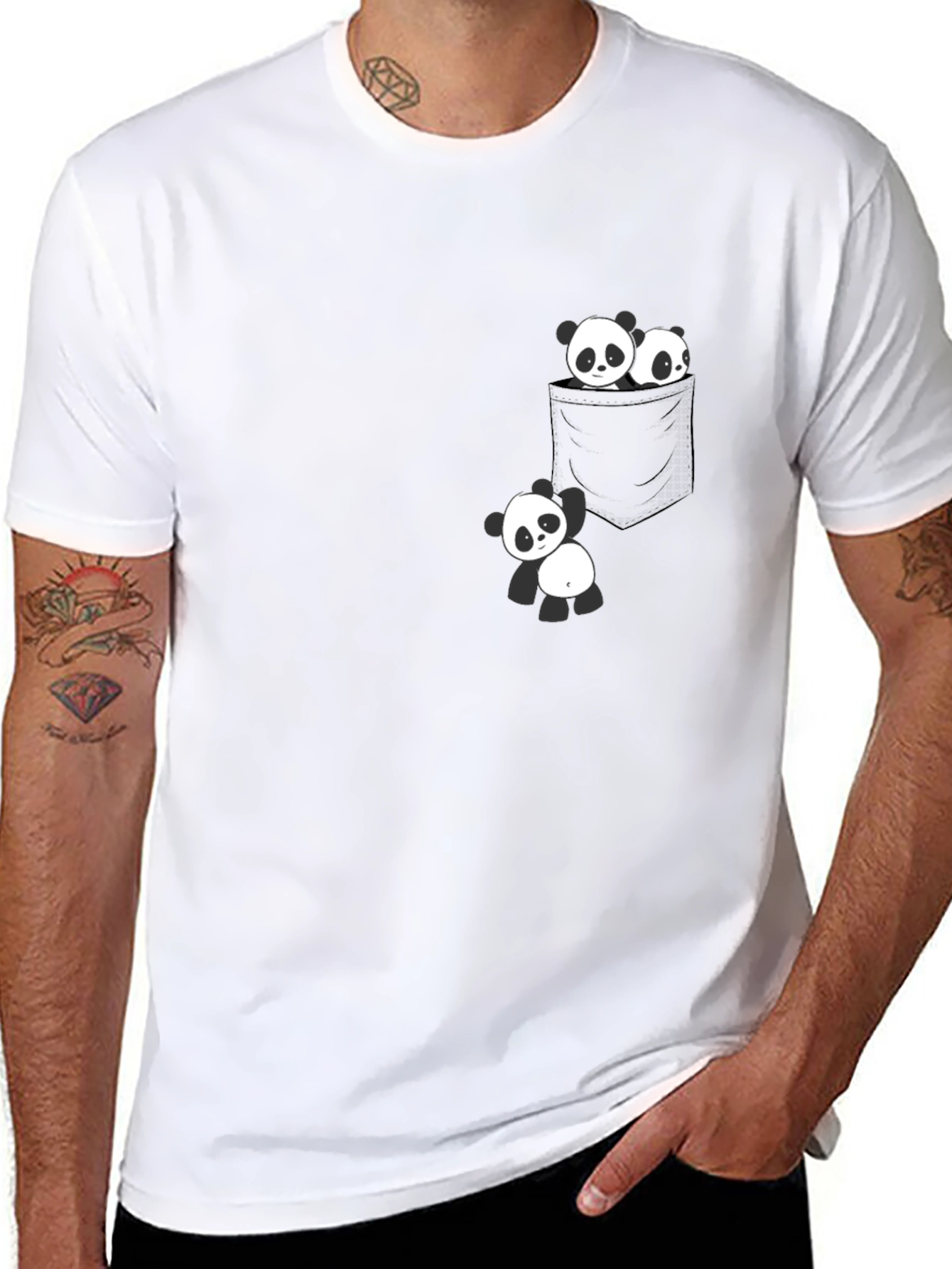 Panda Pocket Tee - Cute Graphic T-Shirt
