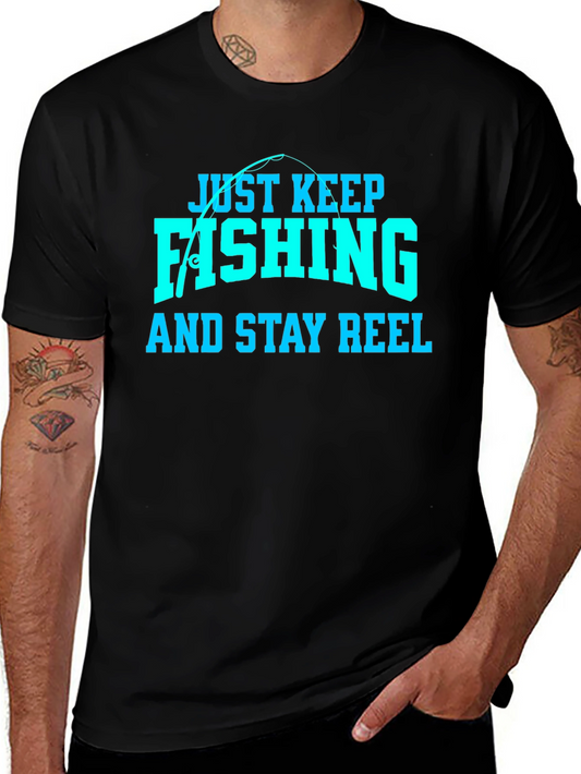 Just Keep Fishing Mens Black T-Shirt
