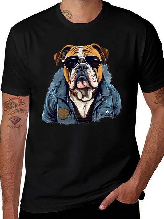 Bulldog with Shades Mens Graphic Tee