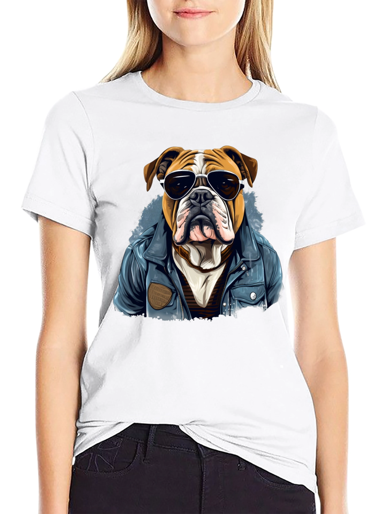 Bulldog with Shades Mens Graphic Tee