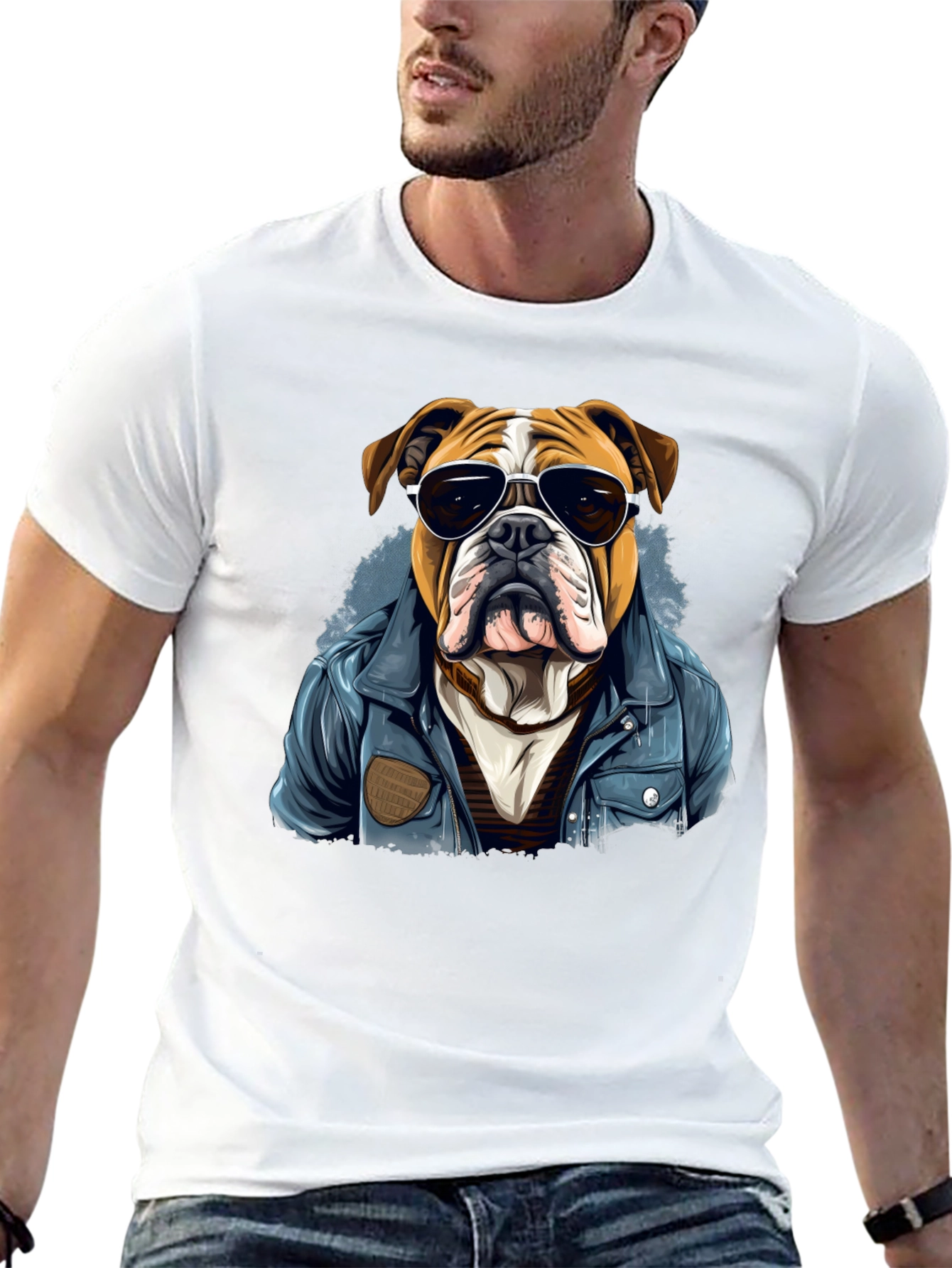 Bulldog with Shades Mens Graphic Tee