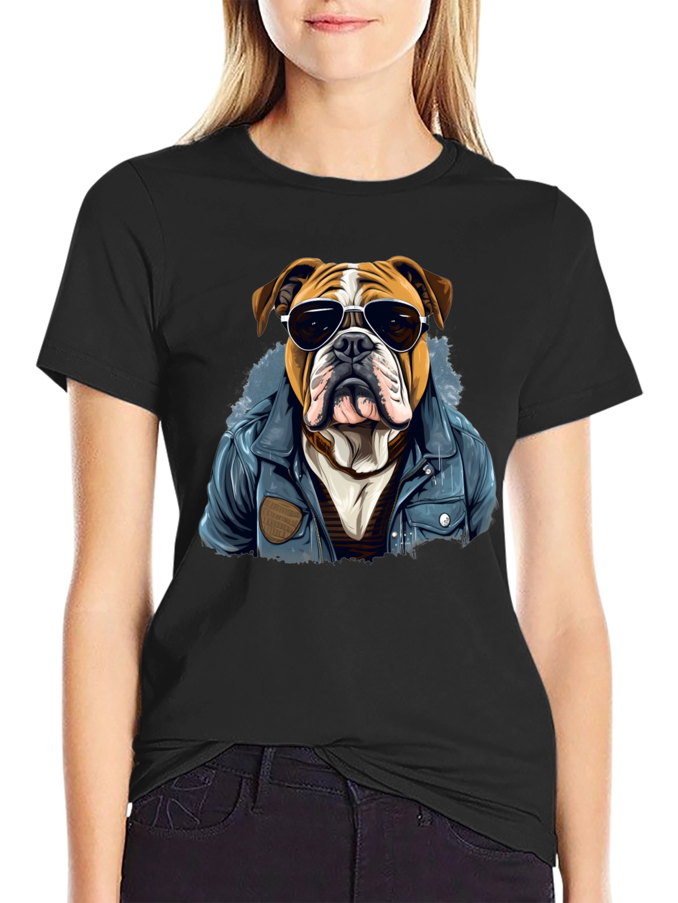 Bulldog with Shades Mens Graphic Tee