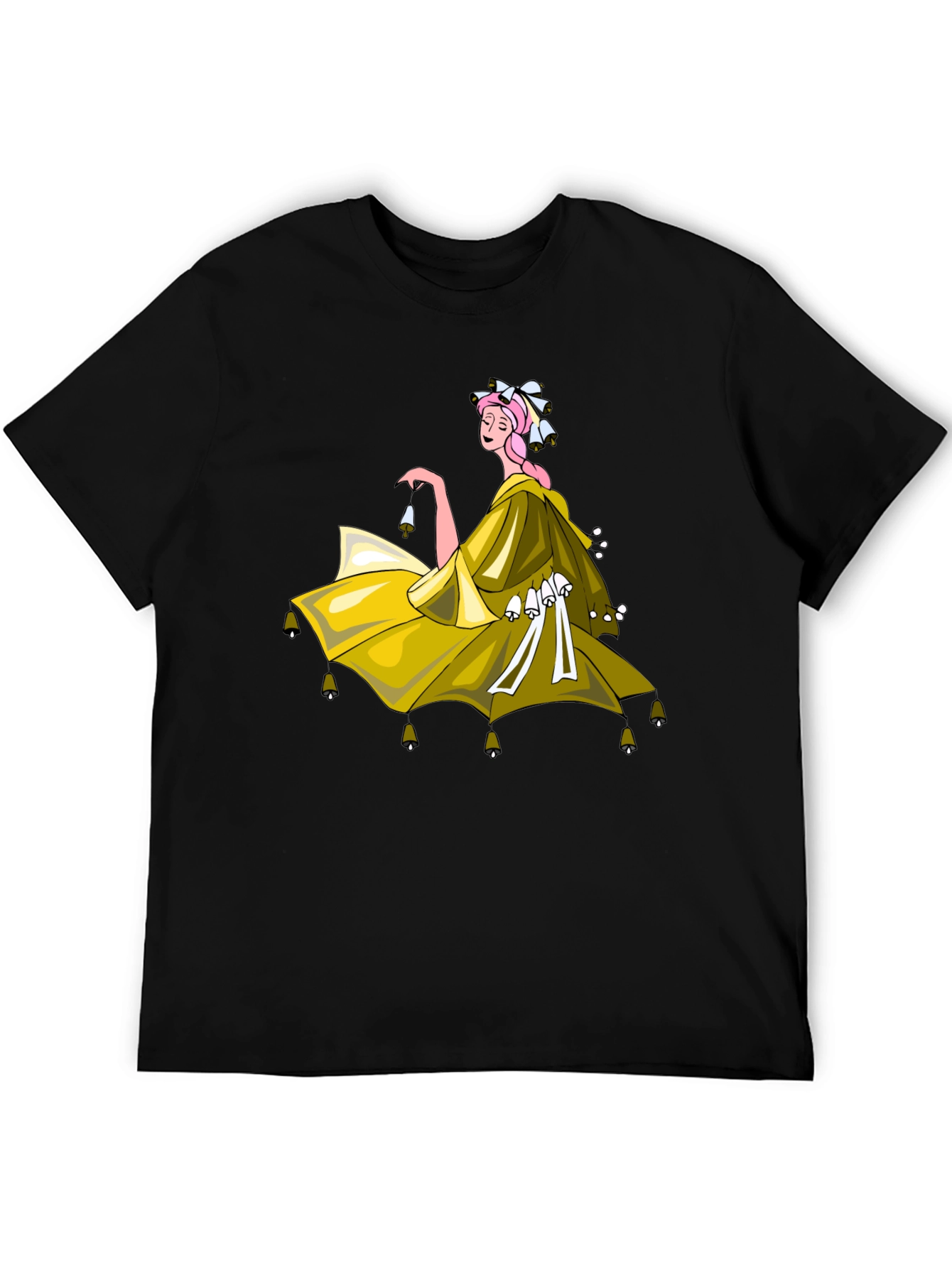 Whimsical Bell Dancer Graphic Tee - Black