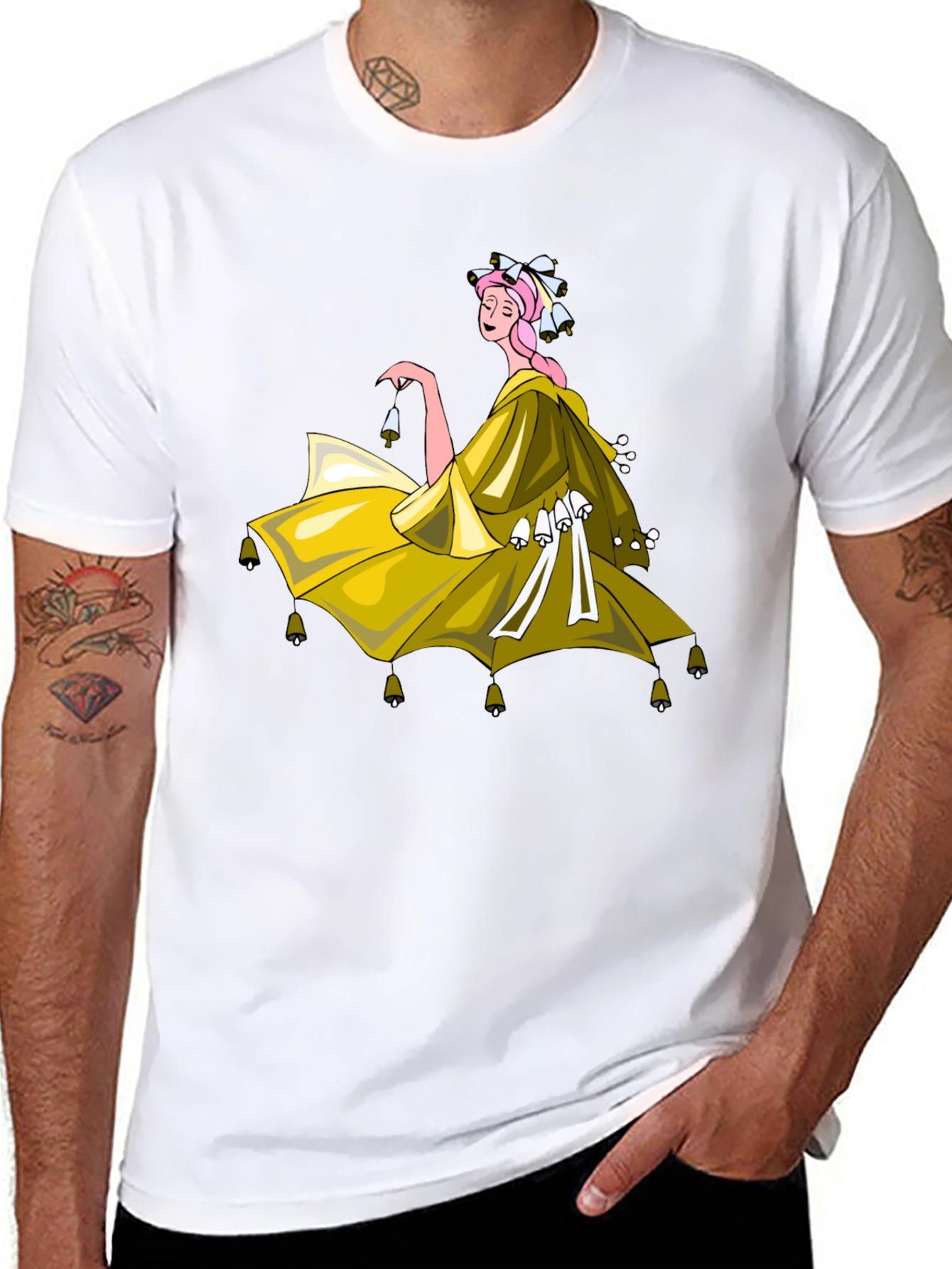 Whimsical Bell Dancer Graphic Tee - Black