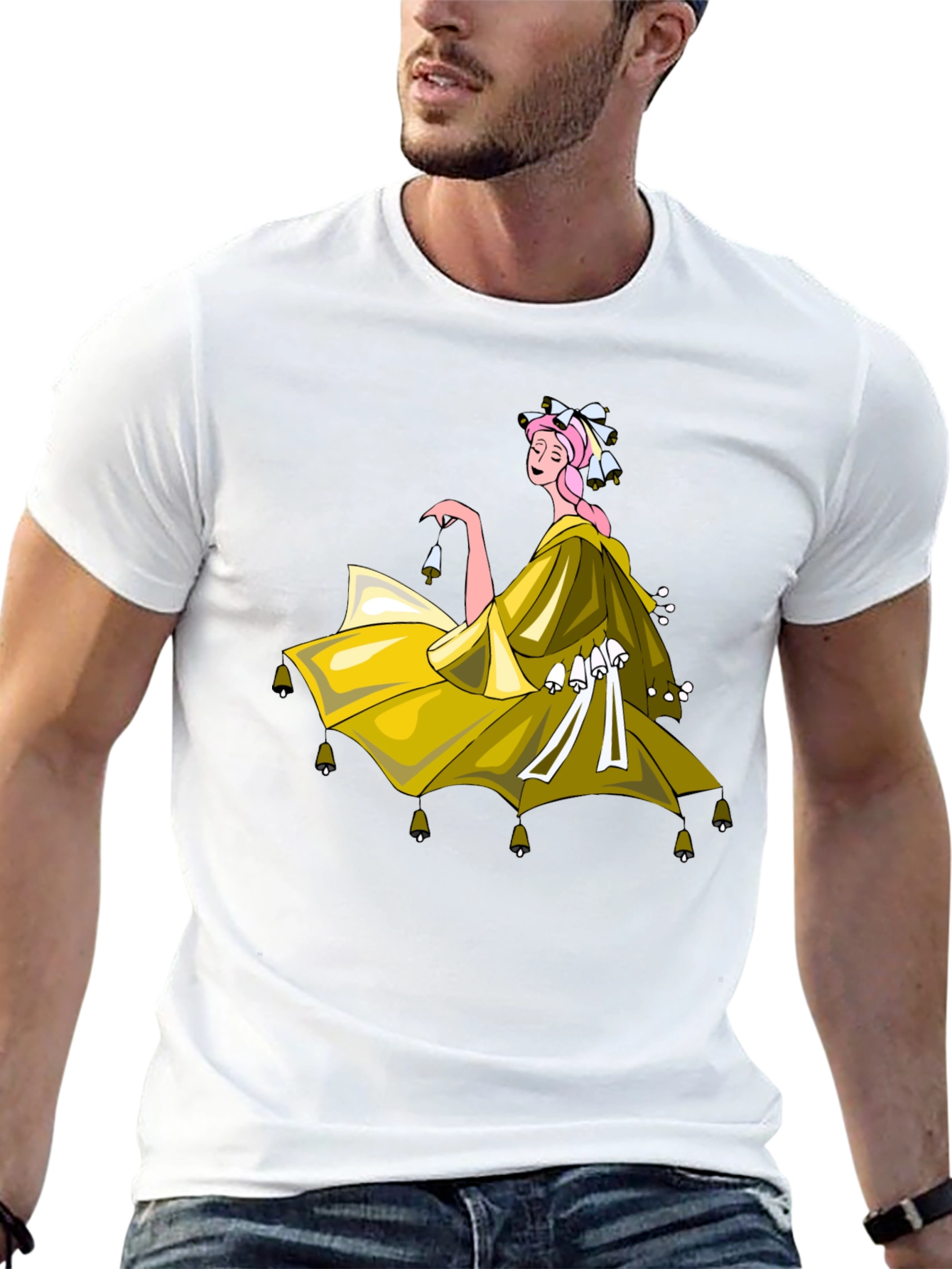 Whimsical Bell Dancer Graphic Tee - Black