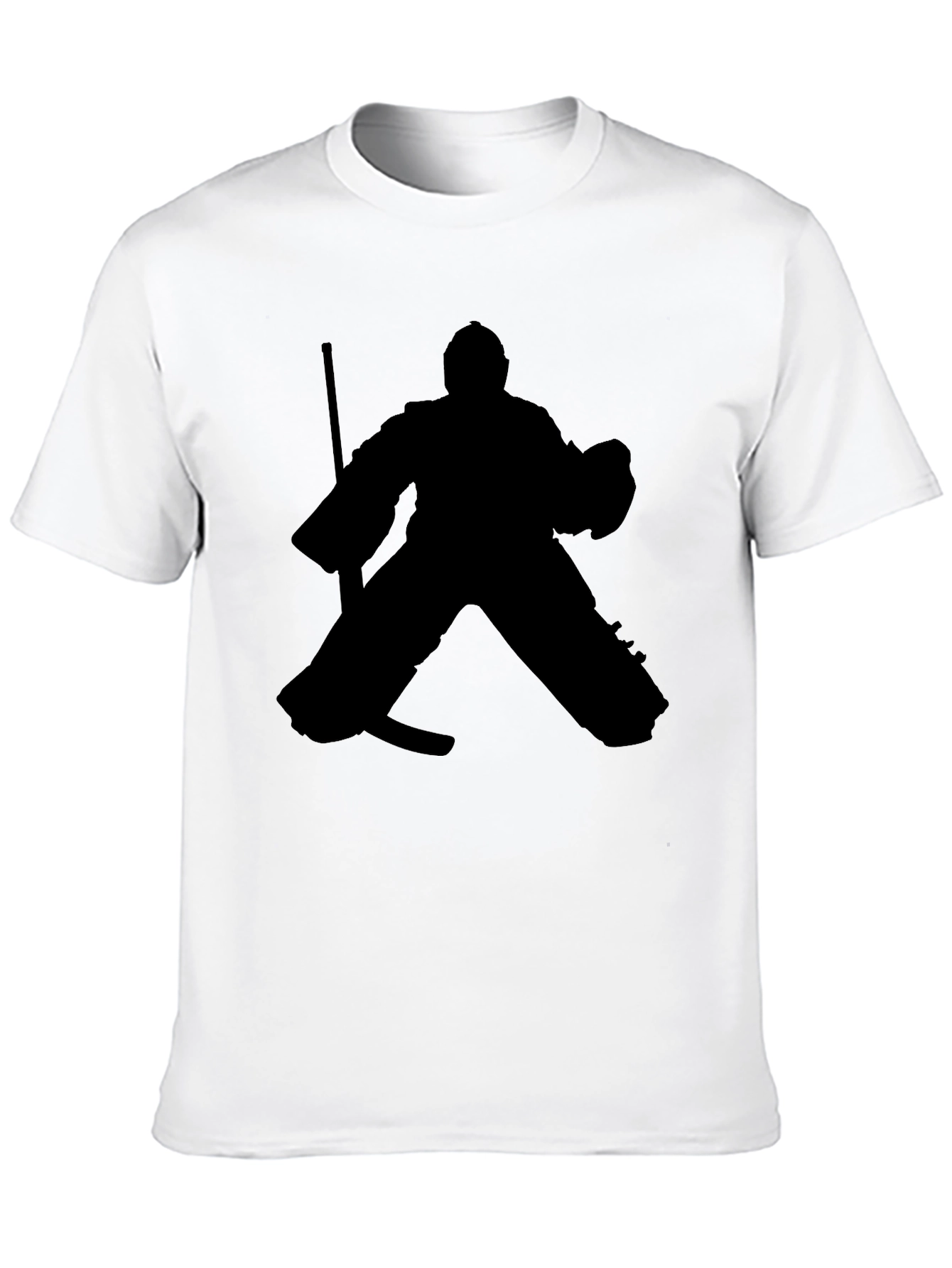 Hockey Goalie Silhouette Graphic Tee - Black Cotton T-Shirt