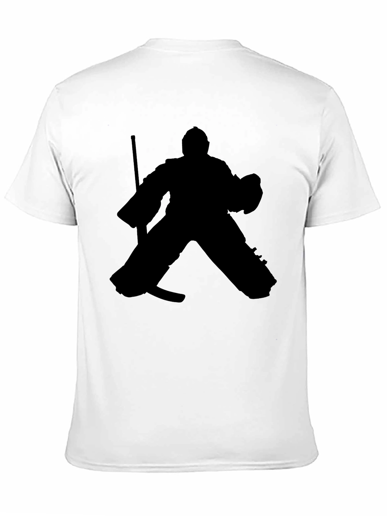 Hockey Goalie Silhouette Graphic Tee - Black Cotton T-Shirt