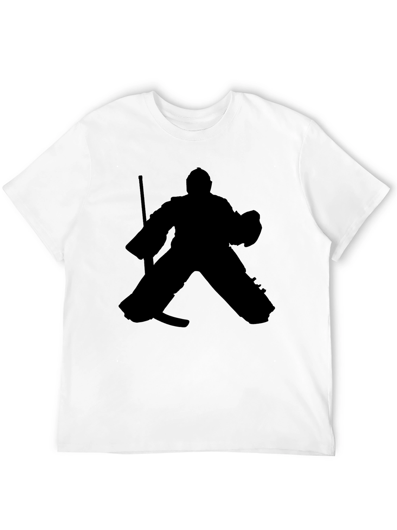 Hockey Goalie Silhouette Graphic Tee - Black Cotton T-Shirt