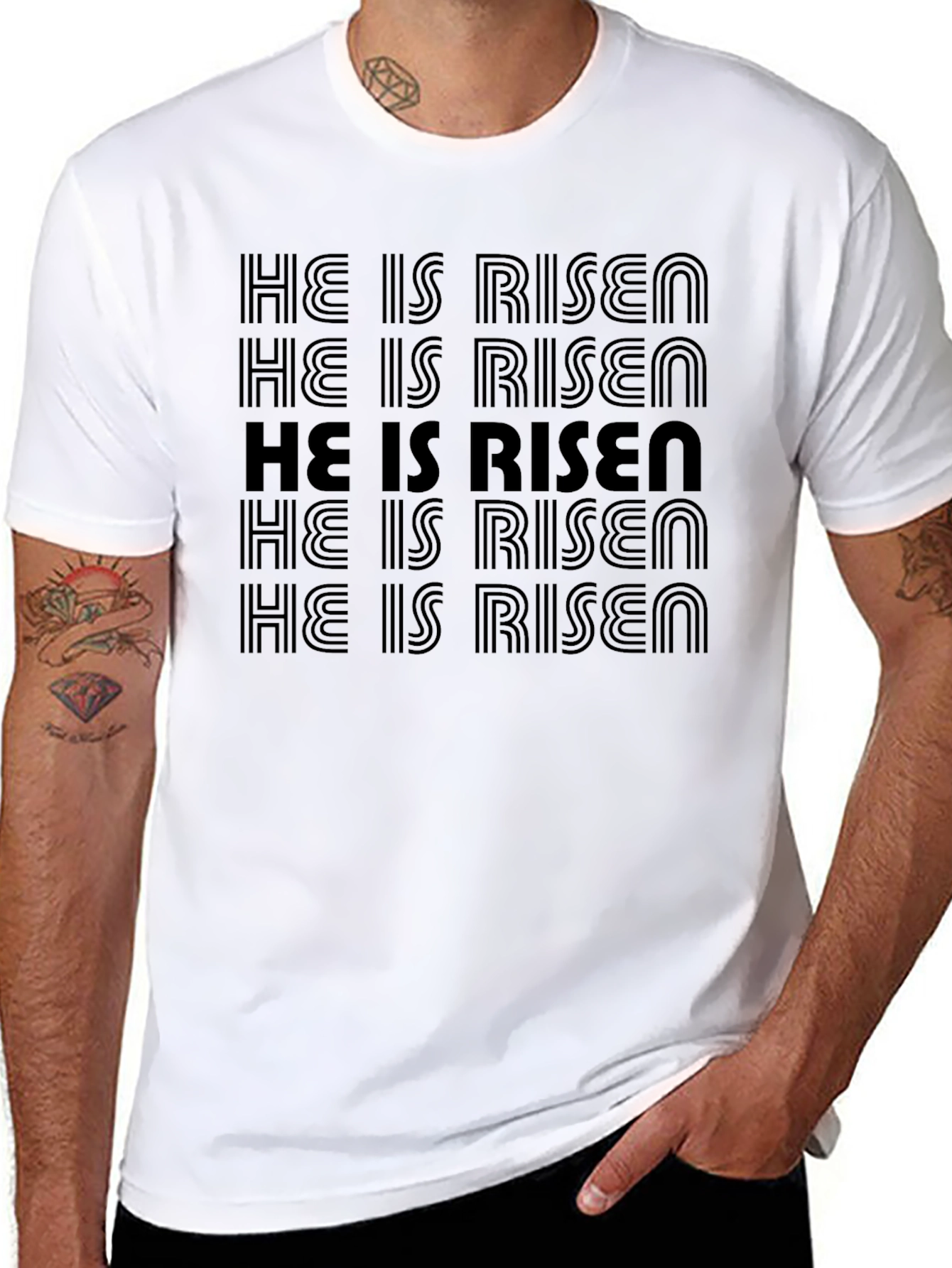 He Is Risen Graphic Tee - Easter Christian Shirt