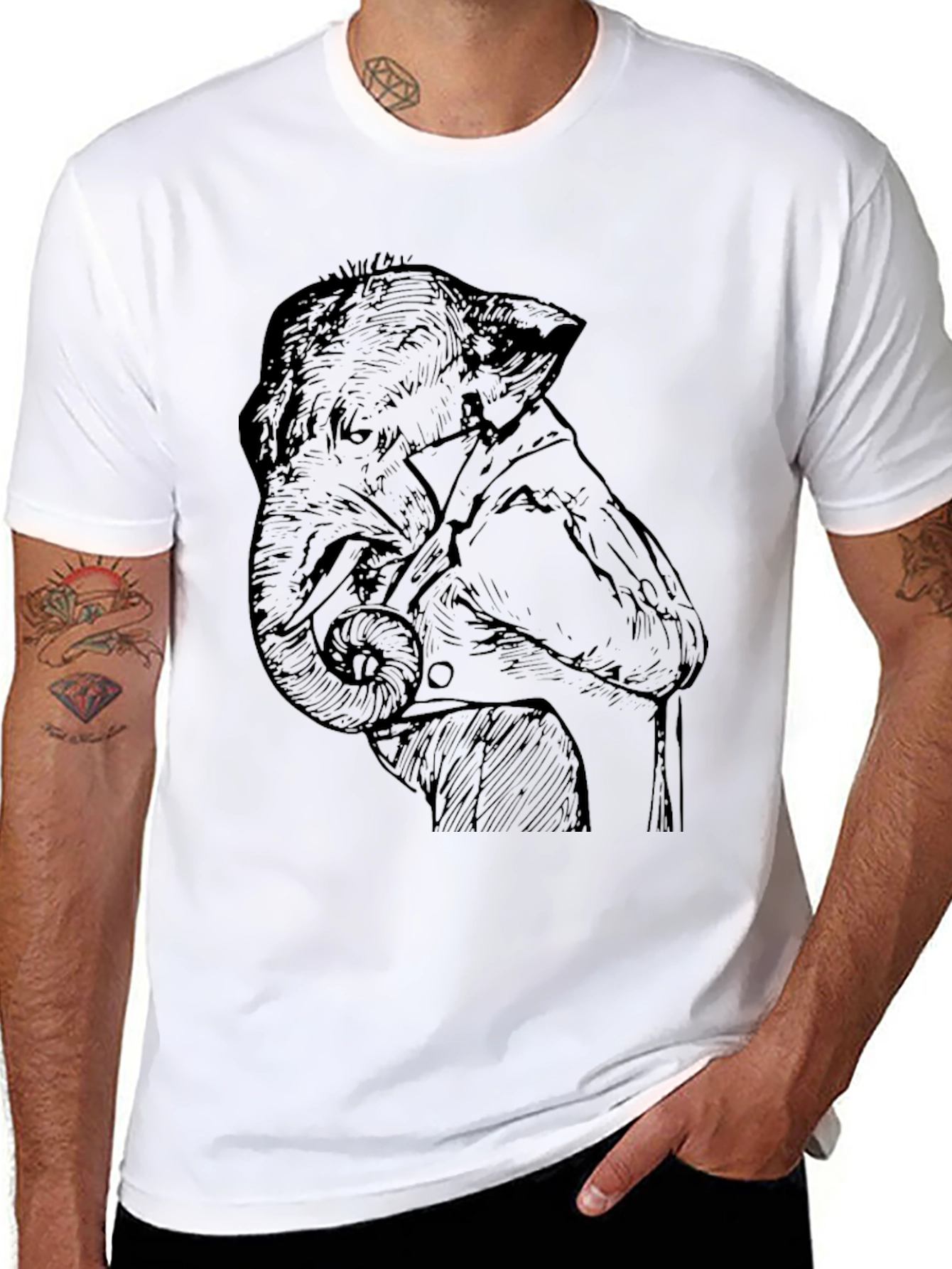 Elephant Tuxedo Graphic Tee - Unique Animal Lovers Shirt