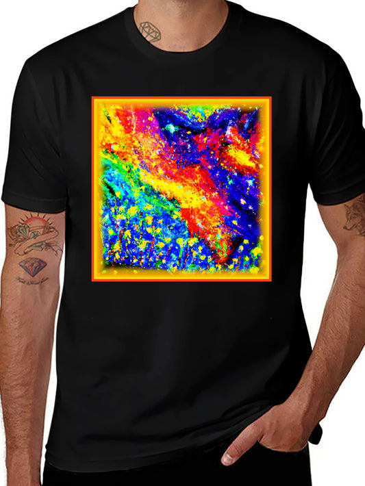 Colorful Abstract Art Graphic Tee - Black