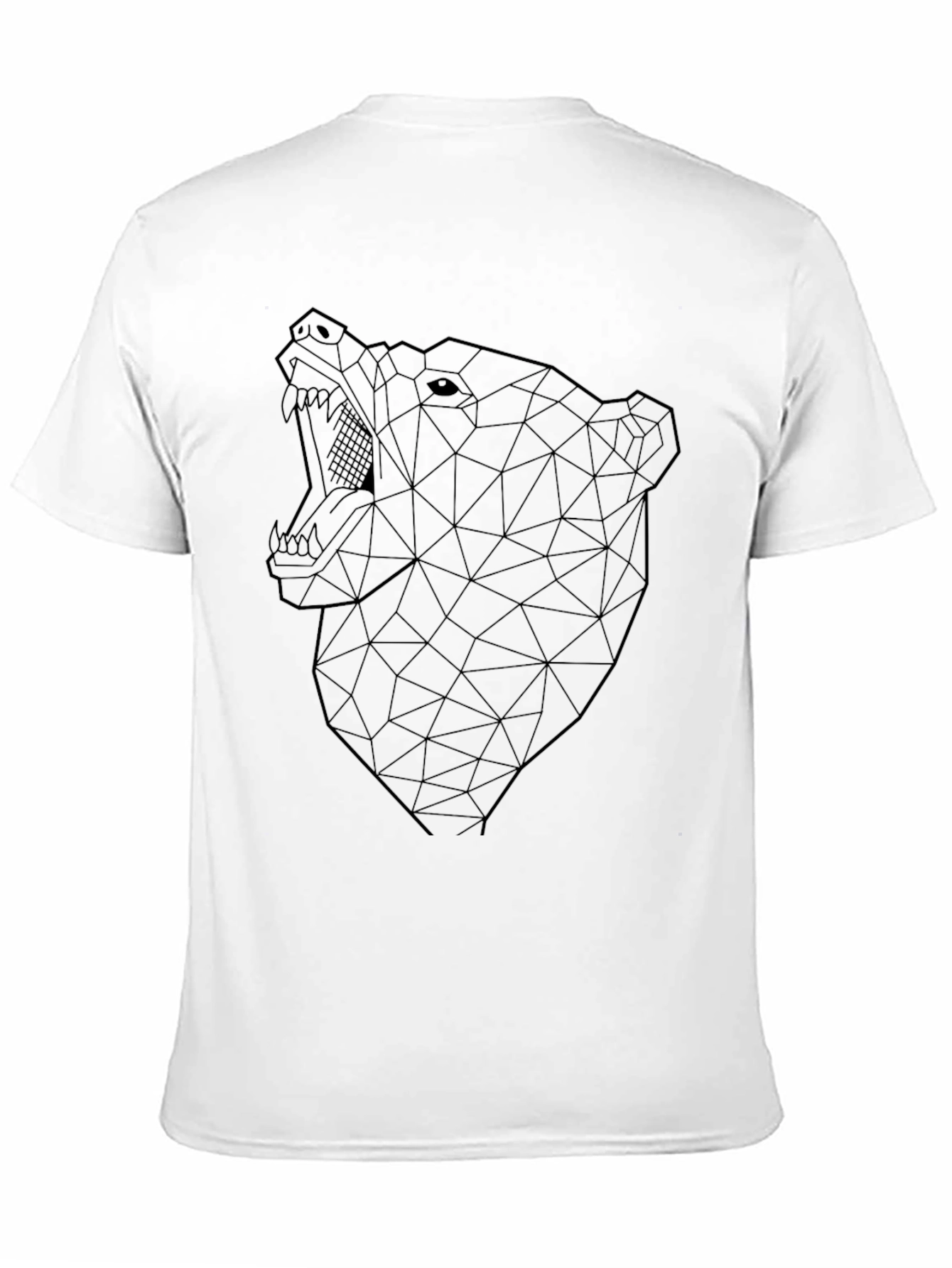 Geometric Bear Graphic Black Tee Shirt