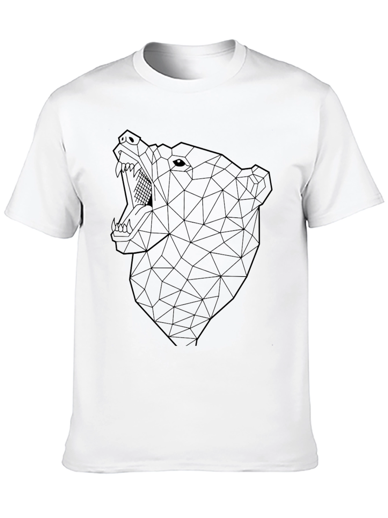 Geometric Bear Graphic Black Tee Shirt