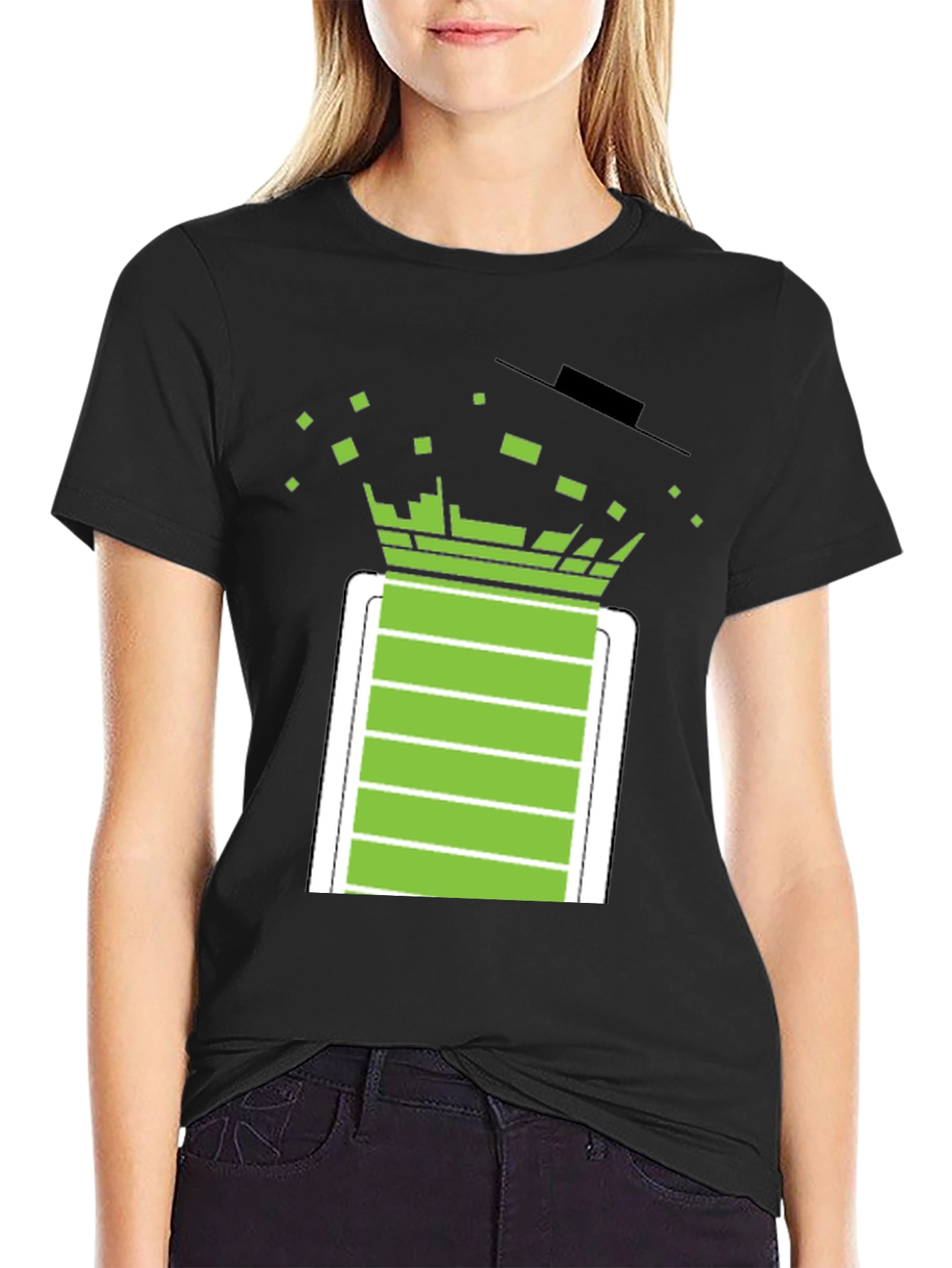 Pixelated Battery T-Shirt - Black Graphic Tee