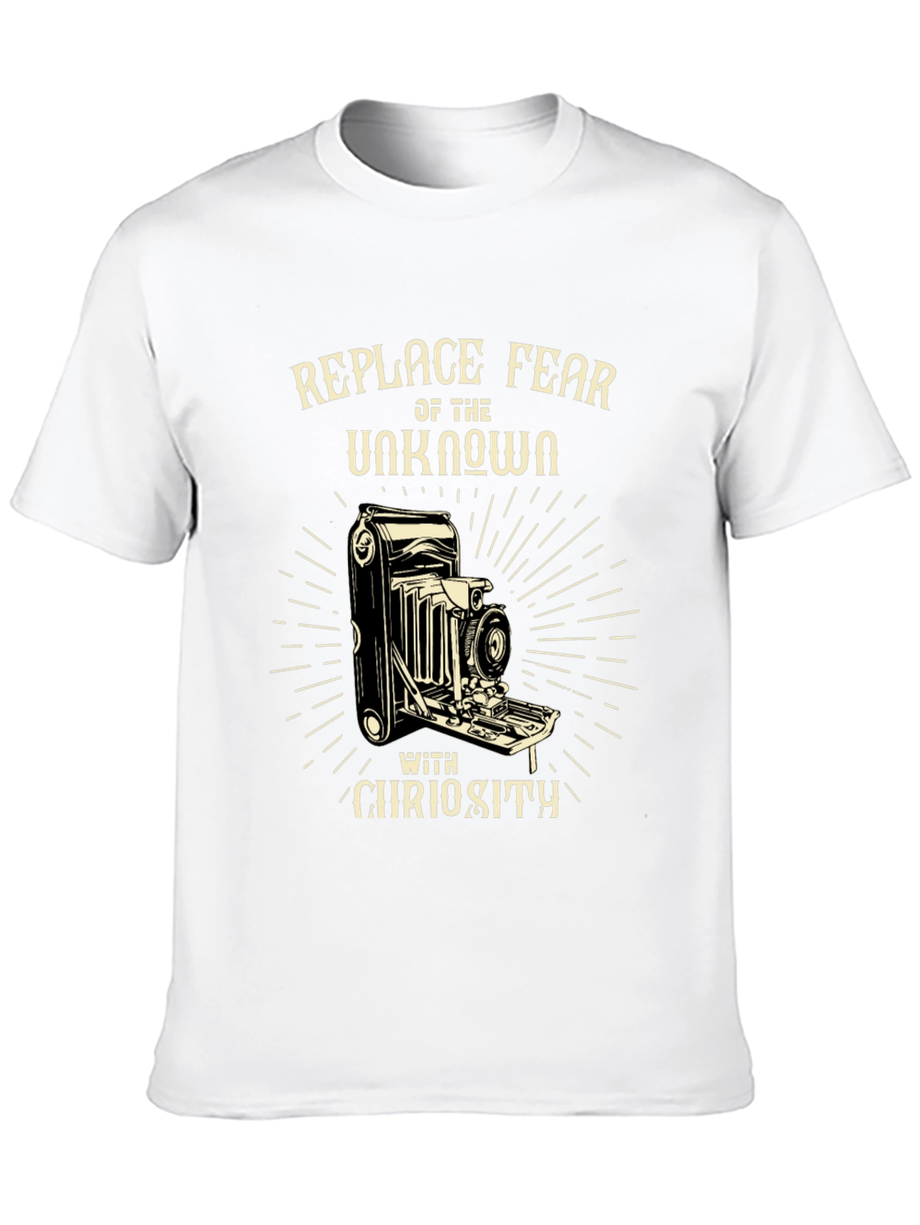 Replace Fear Camera Graphic Tee - Curiosity T-Shirt