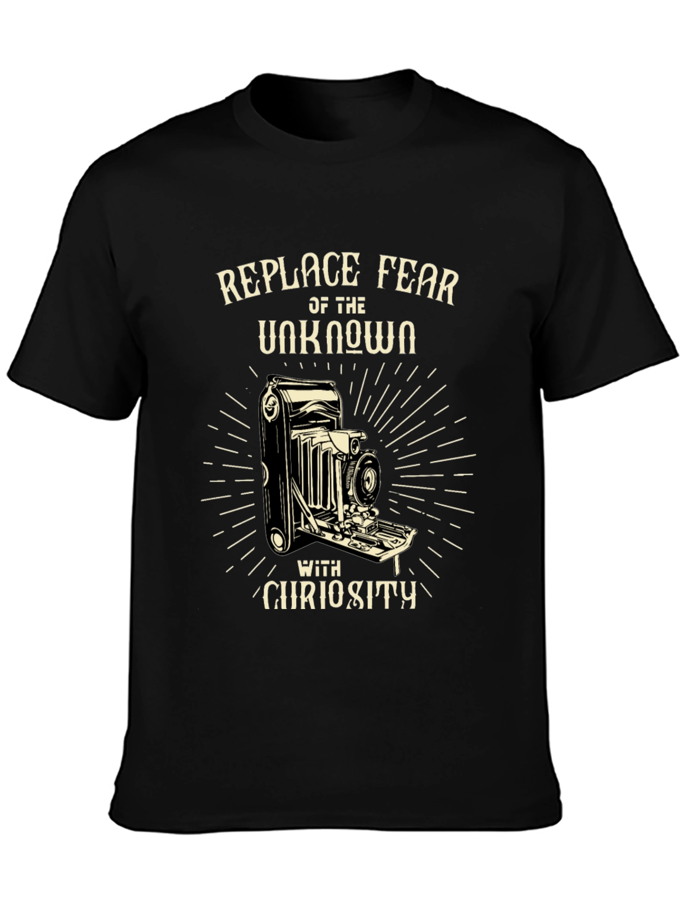 Replace Fear Camera Graphic Tee - Curiosity T-Shirt