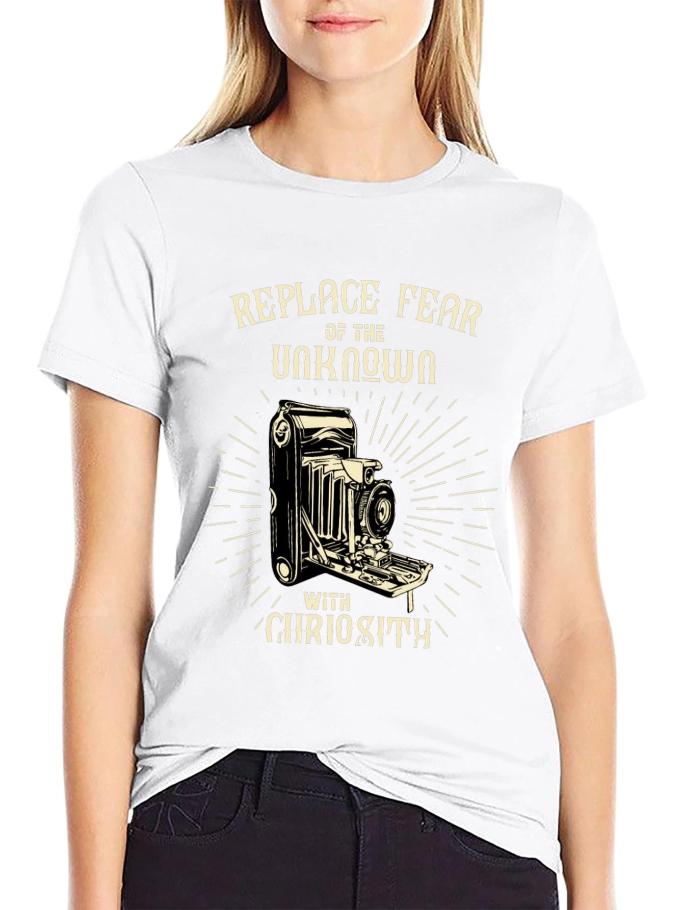 Replace Fear Camera Graphic Tee - Curiosity T-Shirt