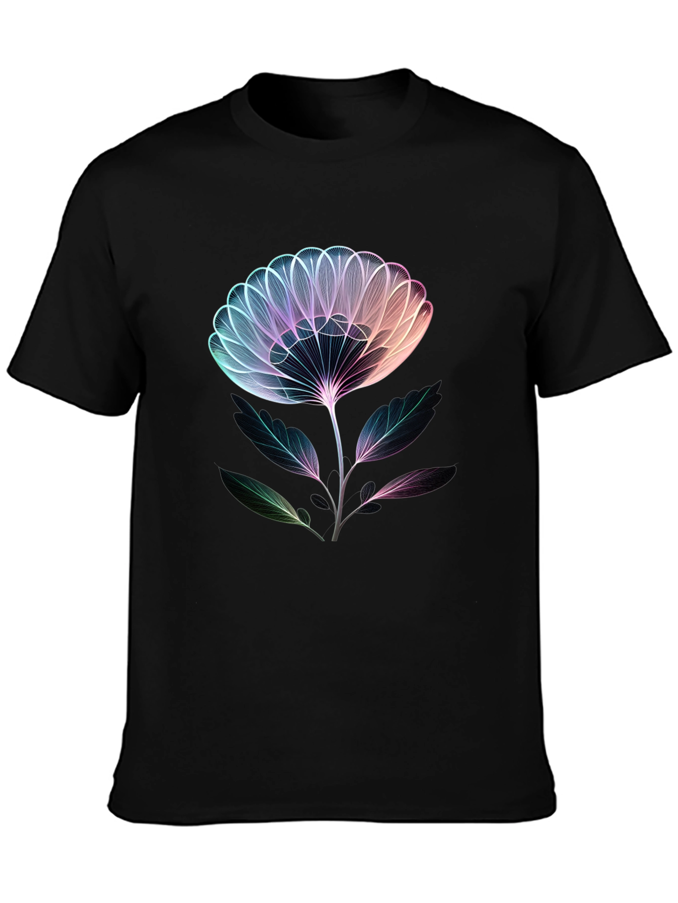 Neon Floral Graphic Tee - Modern Art Shirt