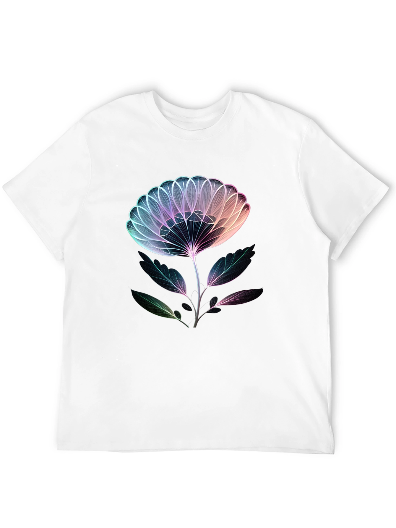 Neon Floral Graphic Tee - Modern Art Shirt