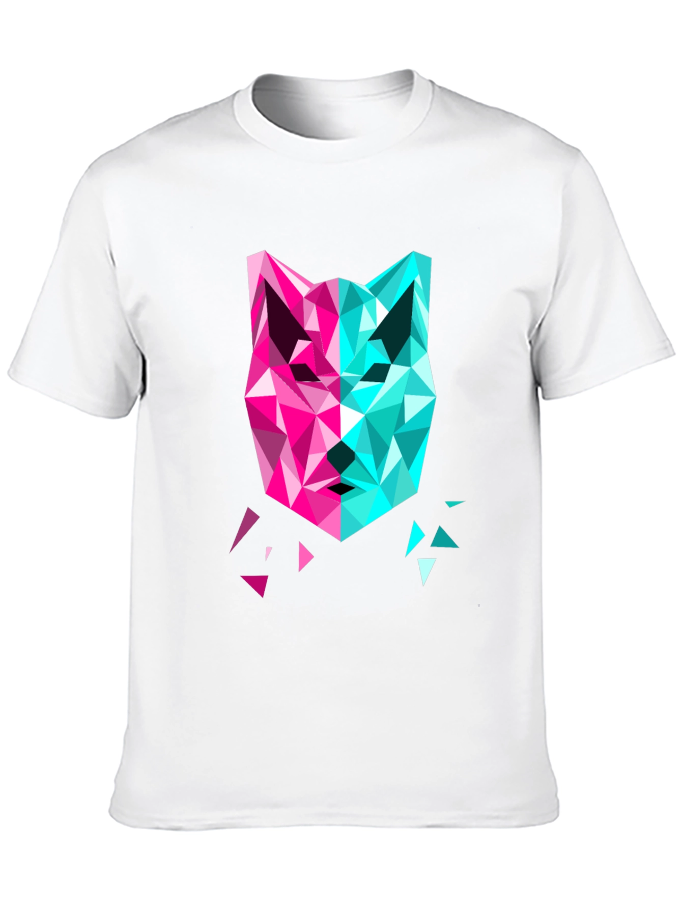 Geometric Wolf Graphic Tee - Modern Art Shirt