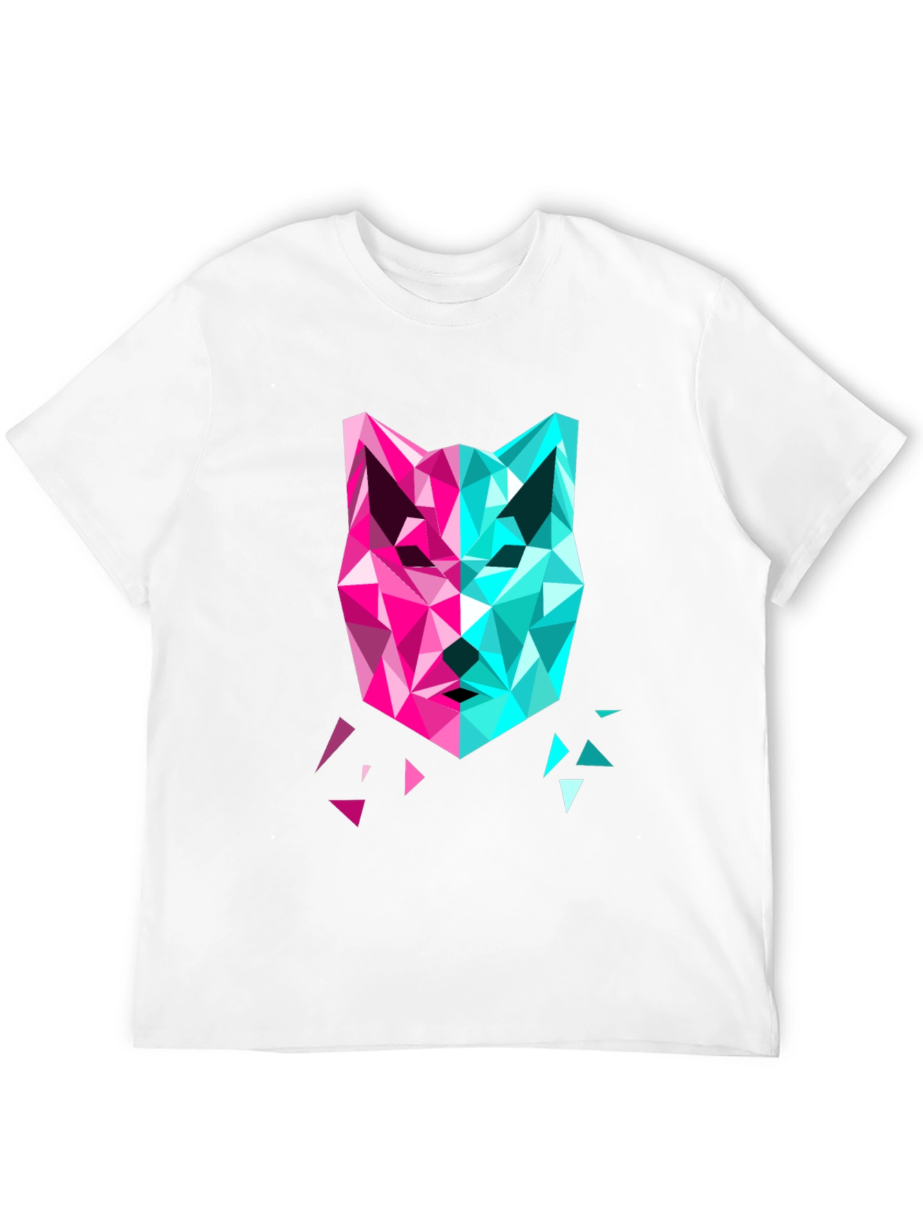 Geometric Wolf Graphic Tee - Modern Art Shirt