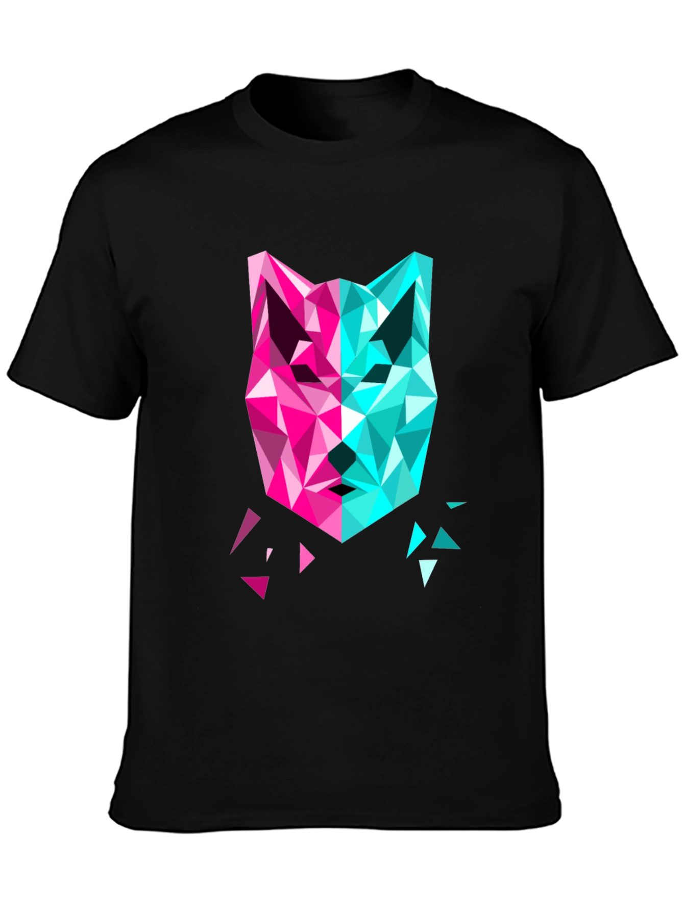 Geometric Wolf Graphic Tee - Modern Art Shirt