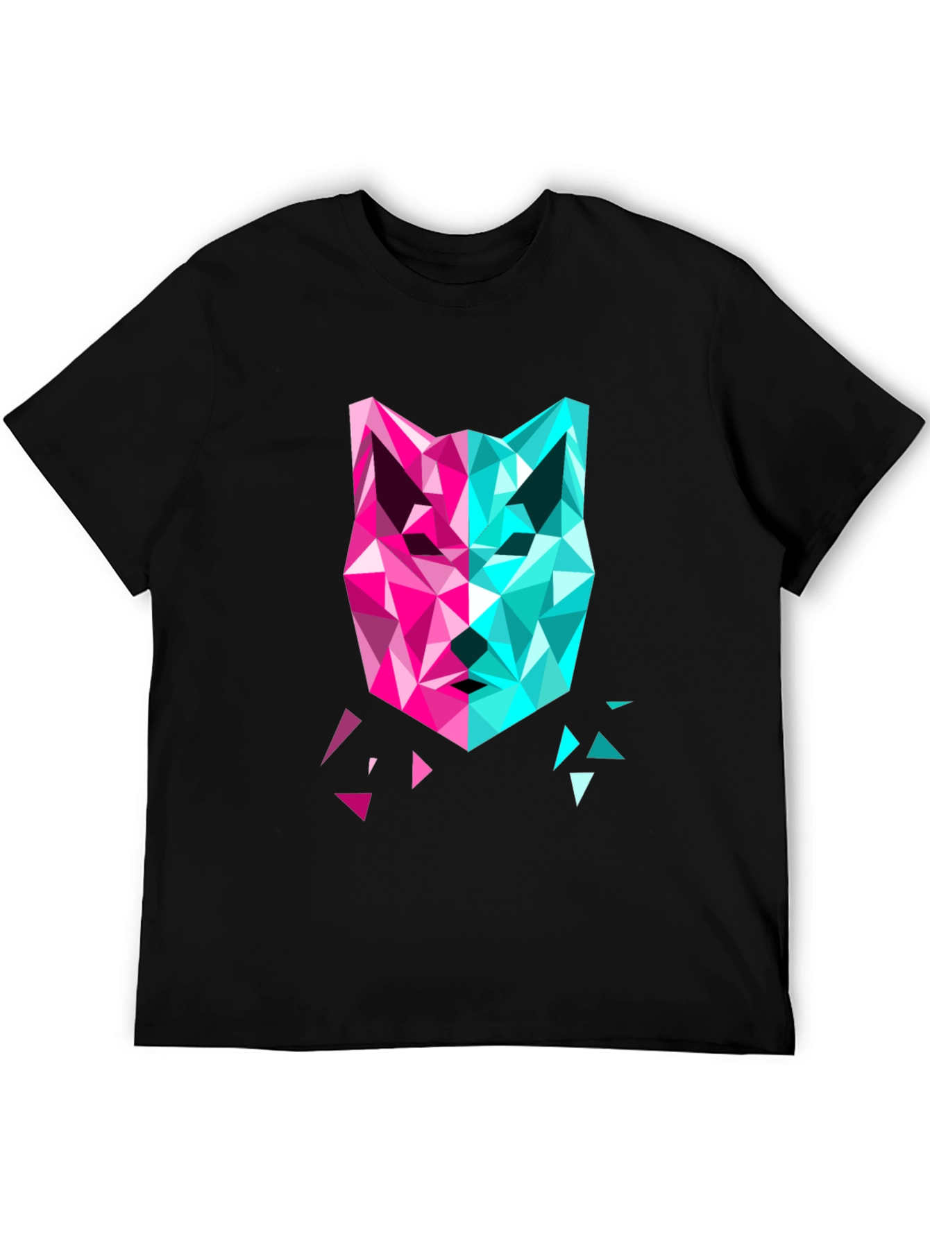 Geometric Wolf Graphic Tee - Modern Art Shirt