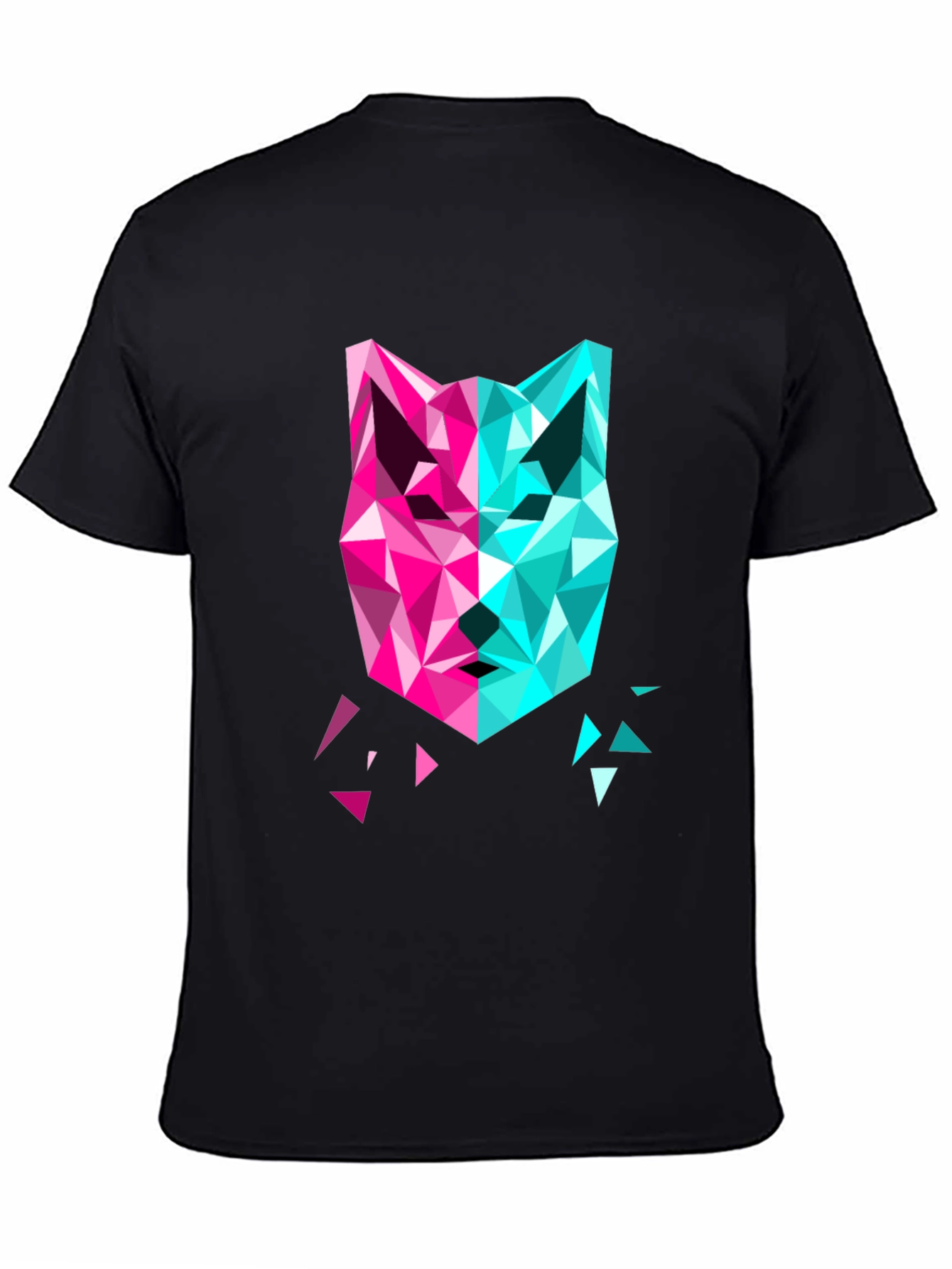 Geometric Wolf Graphic Tee - Modern Art Shirt