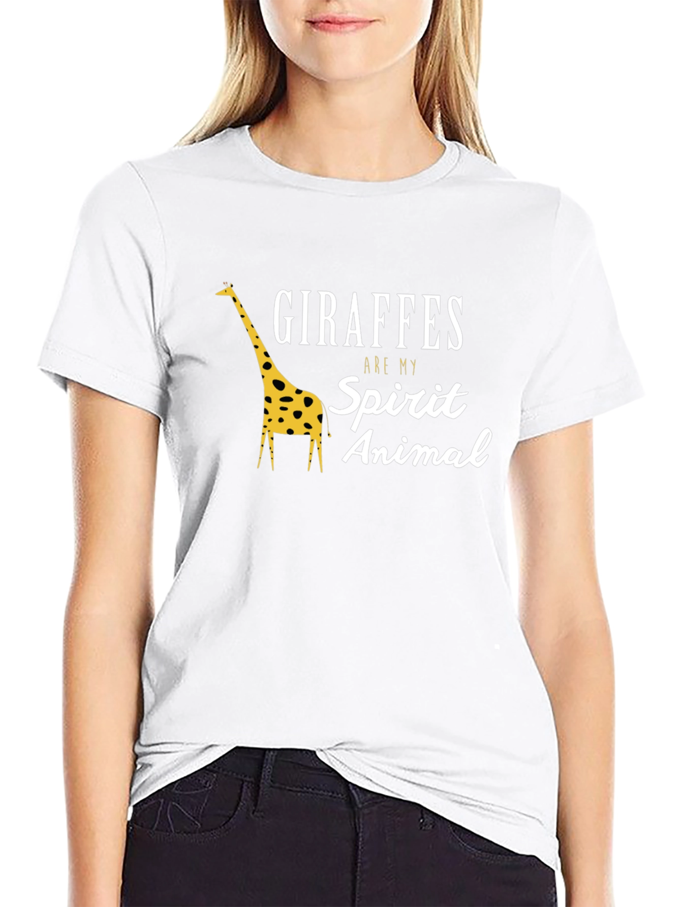 Giraffes Are My Spirit Animal Black T-Shirt